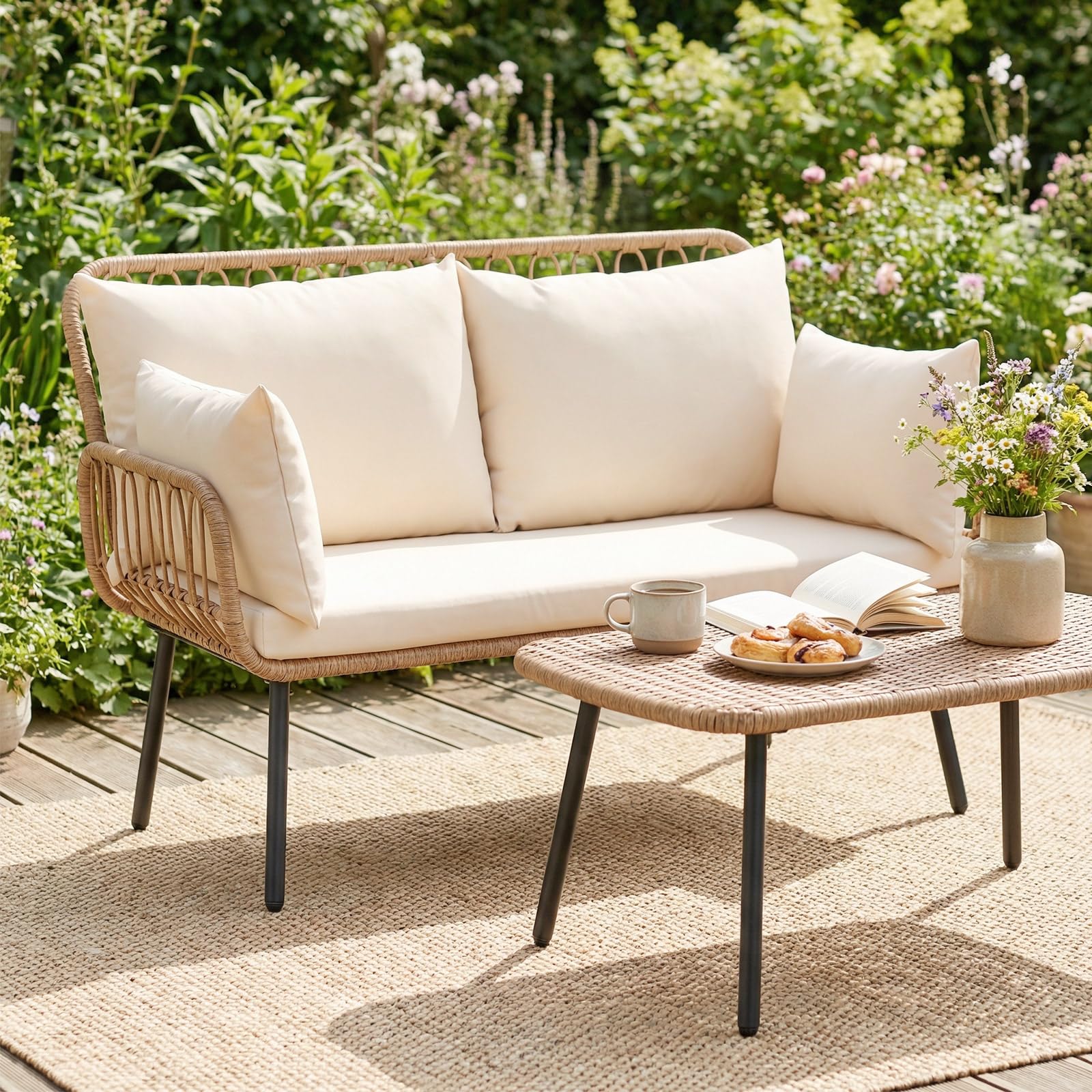 Tangkula PE Rattan Patio Wicker Loveseat - Product image 4