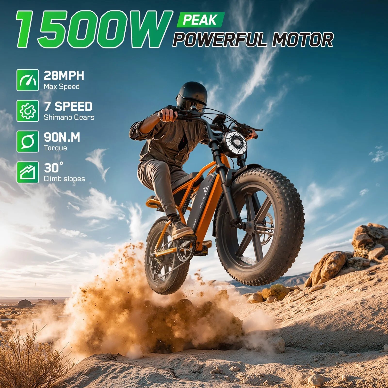TST Electric Bike for Adults, 750W Peak 1500W Motor, 20"x4" Fat Tire, E Mountain Bike, 48V/15AH UL2849 - Product image 18