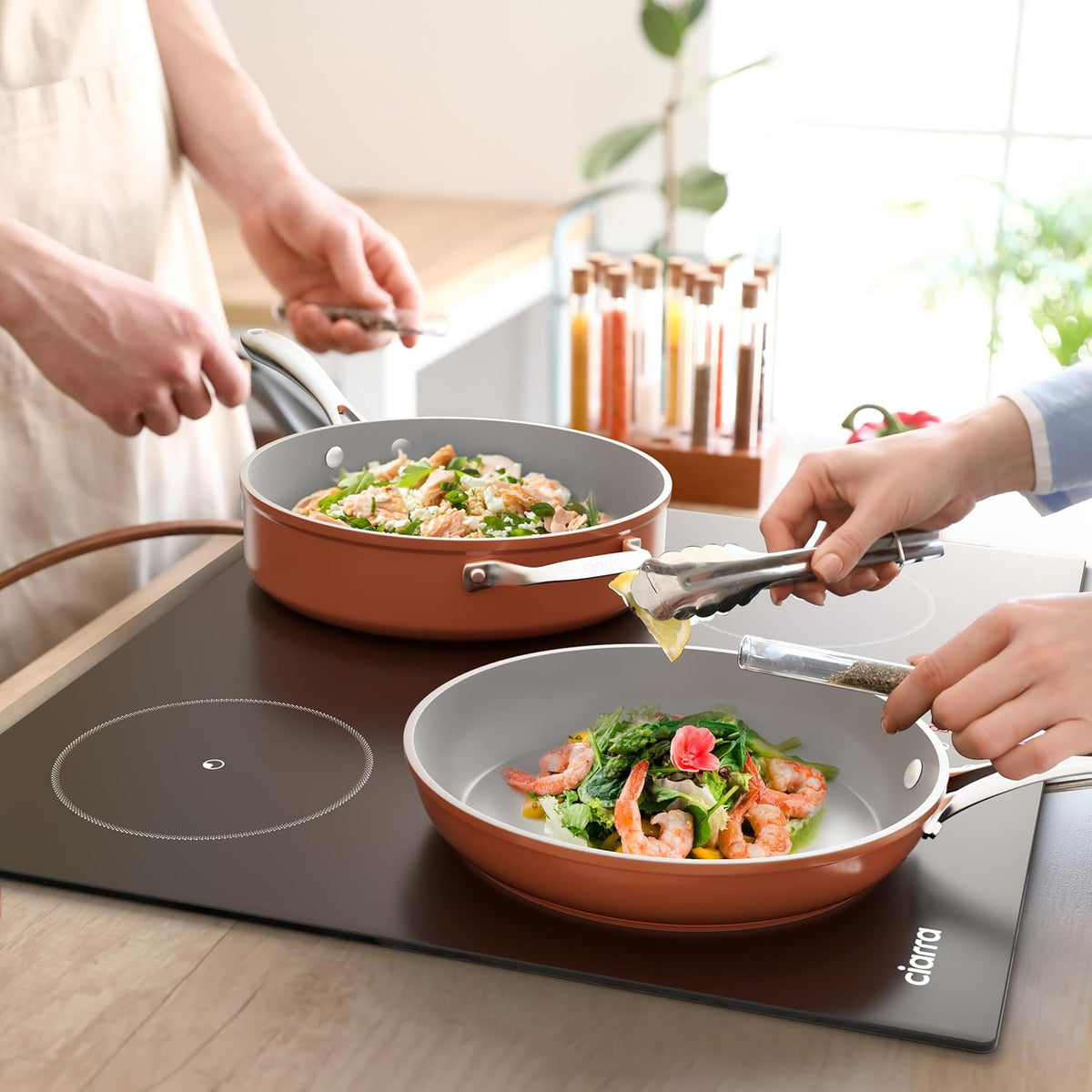 CIARRA Induction Hob 4 Burners 6000W - Touch Control - Built-in Hob - 9 Power Levels - Timer - Child Lock - CABBIH4-D