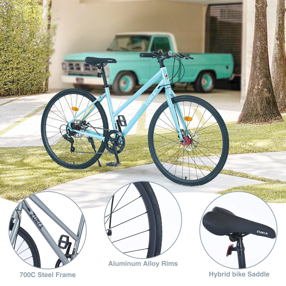 Outdoor Bike 7 Speed Hybrid Bike Disc Brake 700C Road Bike for Men Women'S City Bicycle - Product image 7
