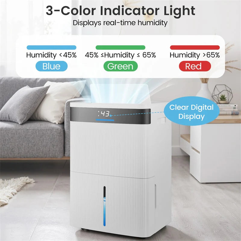 74 Pints Dehumidifier for Home & Basement, 4500 Sq.Ft Portable Dehumidifier with Drain Hose, 24H Timer - Product image 9