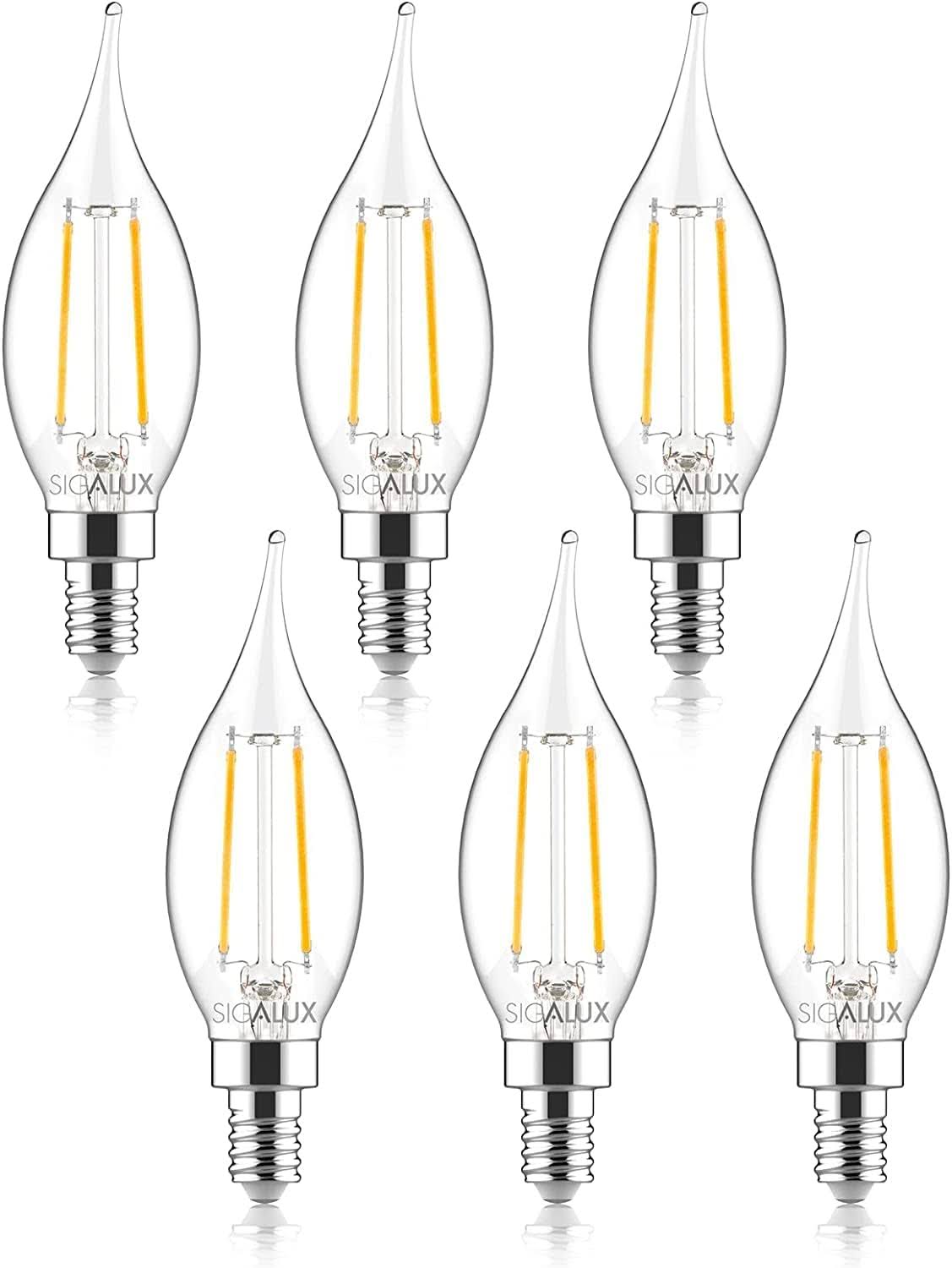 Sigalux Candelabra LED Light Bulbs Dimmable, E12 40 Watt Chandelier Light Bulbs - Product image 1