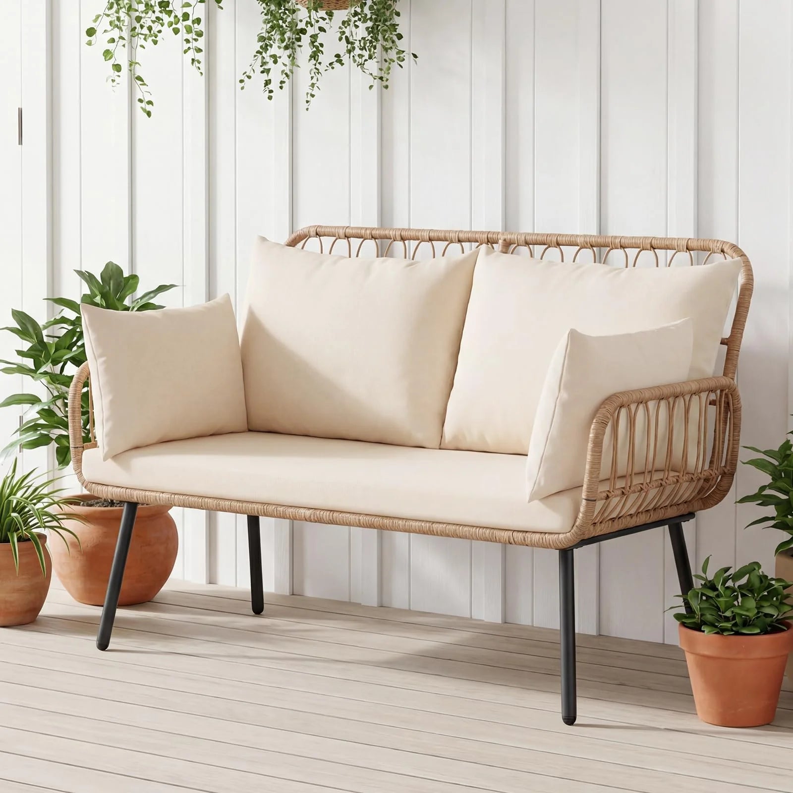 Tangkula PE Rattan Patio Wicker Loveseat - Product image 2
