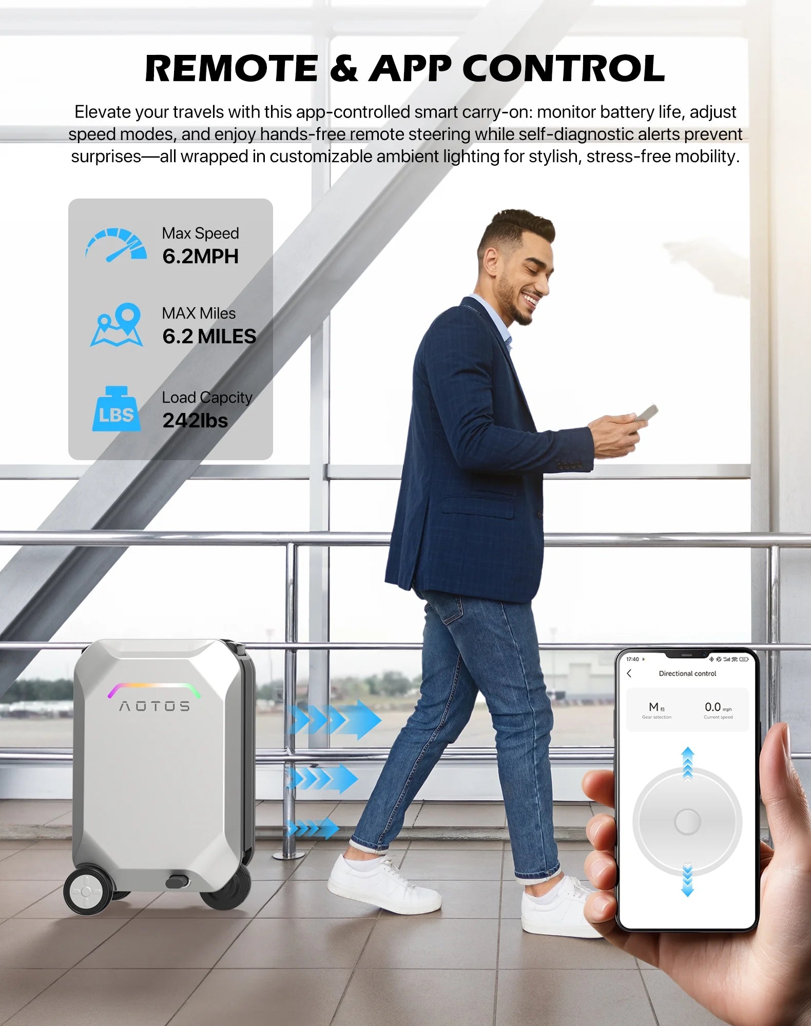 L2 - S Smart Rideable Luggage, Foldable Electric Scooter Suitcase, 6.2 Mph Max Speed, 6.2 - Mile Range - Product image 6