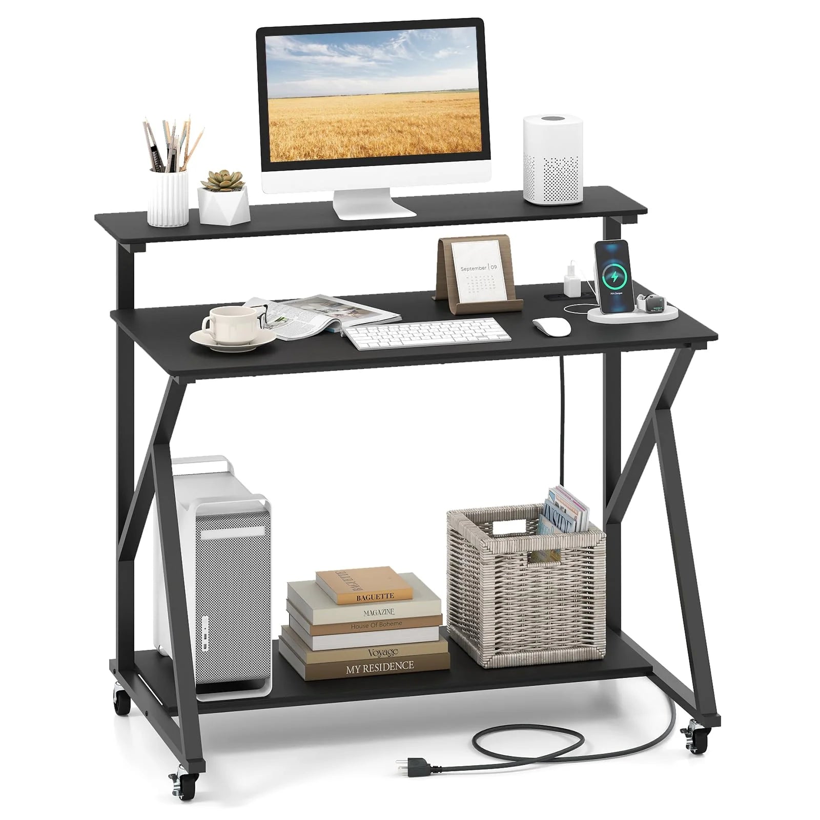 Tangkula 39.5" Mobile Computer Desk with Power Outlets for Home Office Bedroom - Product image 10