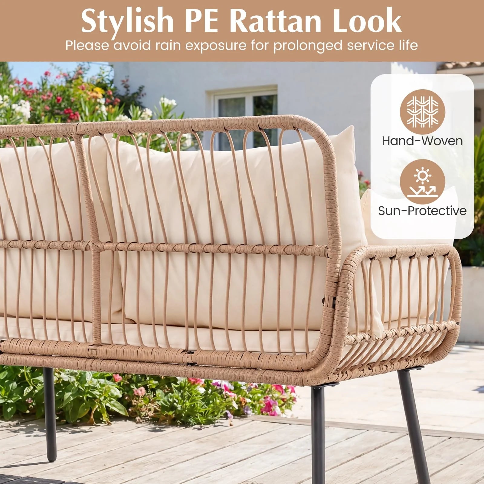 Tangkula PE Rattan Patio Wicker Loveseat - Product image 7