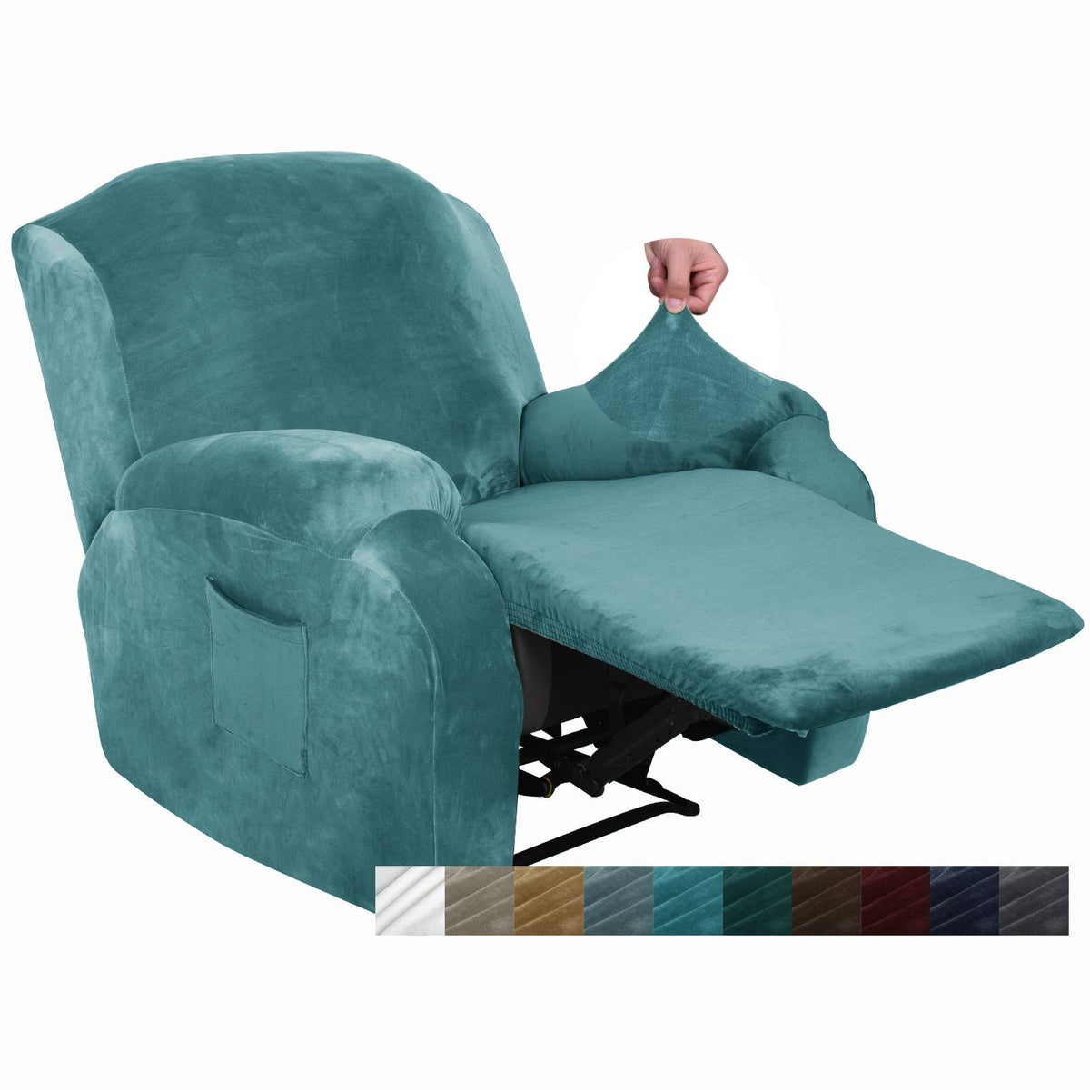 MAXIJIN Velvet 4 Piece Recliner Cover Stretch Plush Soft Cover for Recliner Chair Thick Soft Recliner Chair - Product image 1