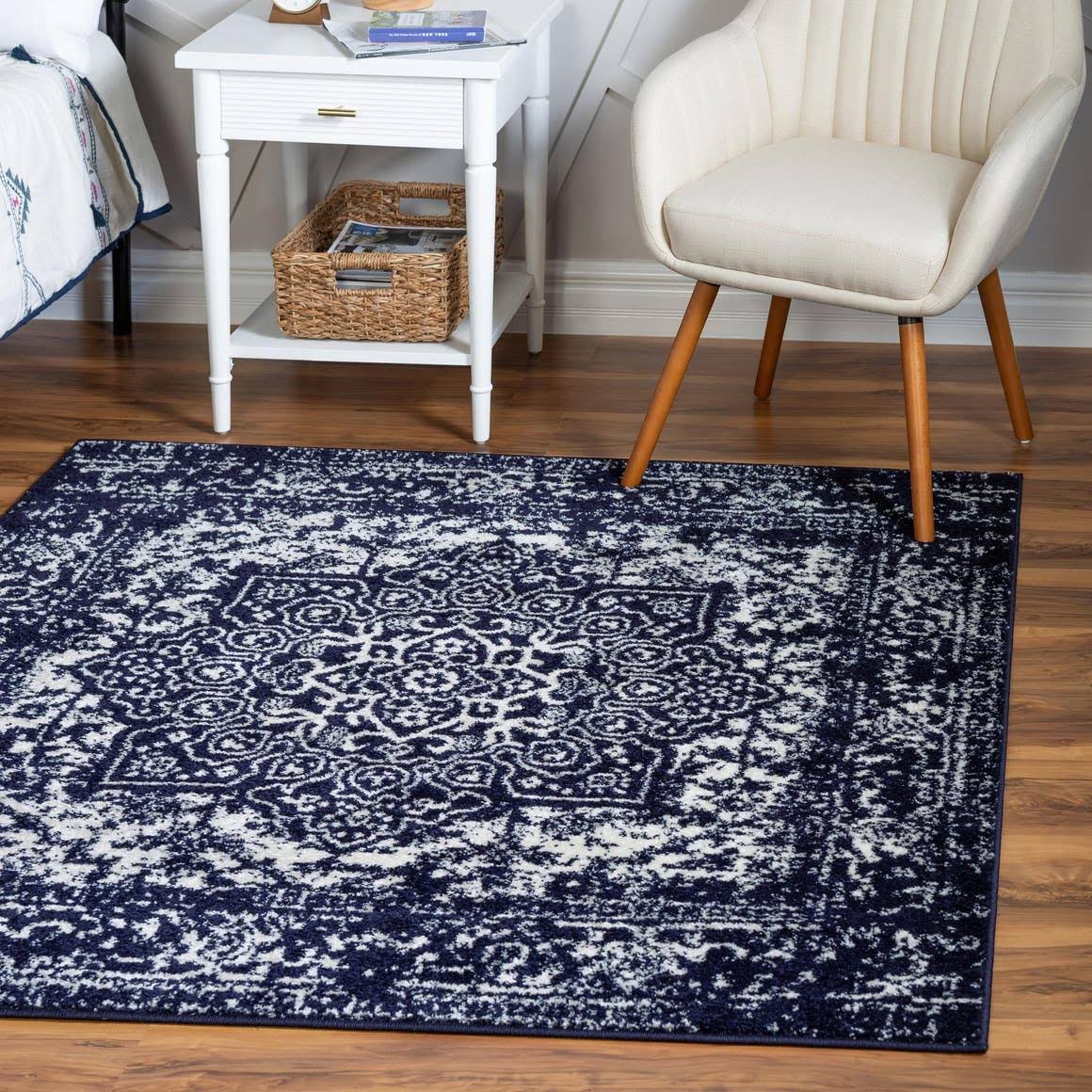 Arlington Navy Blue Vintage 4 ft Square Area Rug - Product image 1