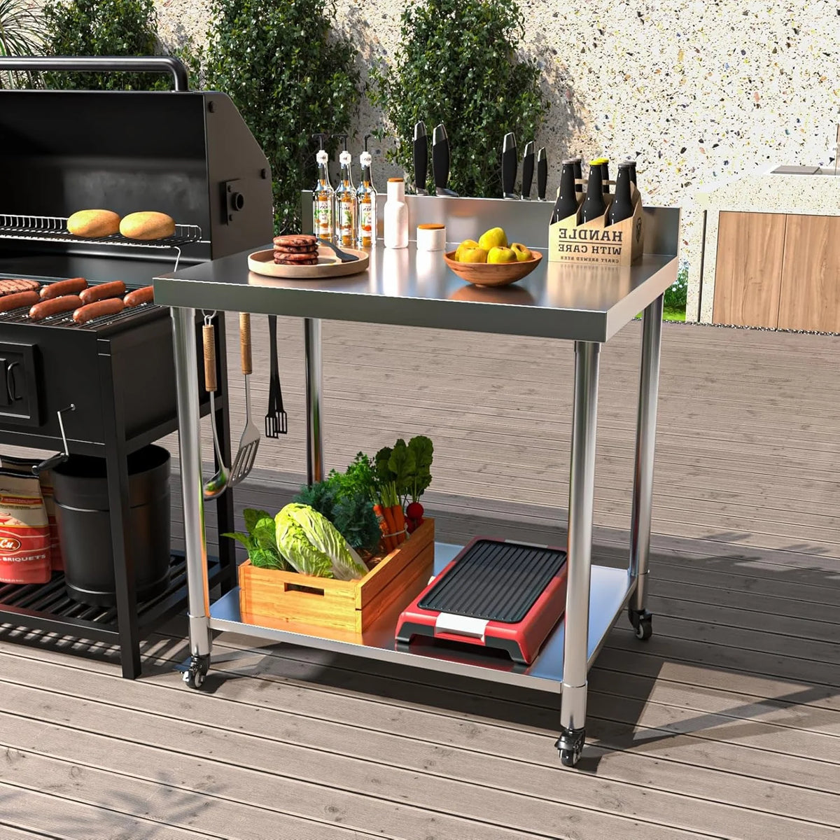AECOJOY Stainless Steel Table 36"x30" with Backsplash and Knife Blocks Prep Tables for Commercial Kitchen - Product image 8