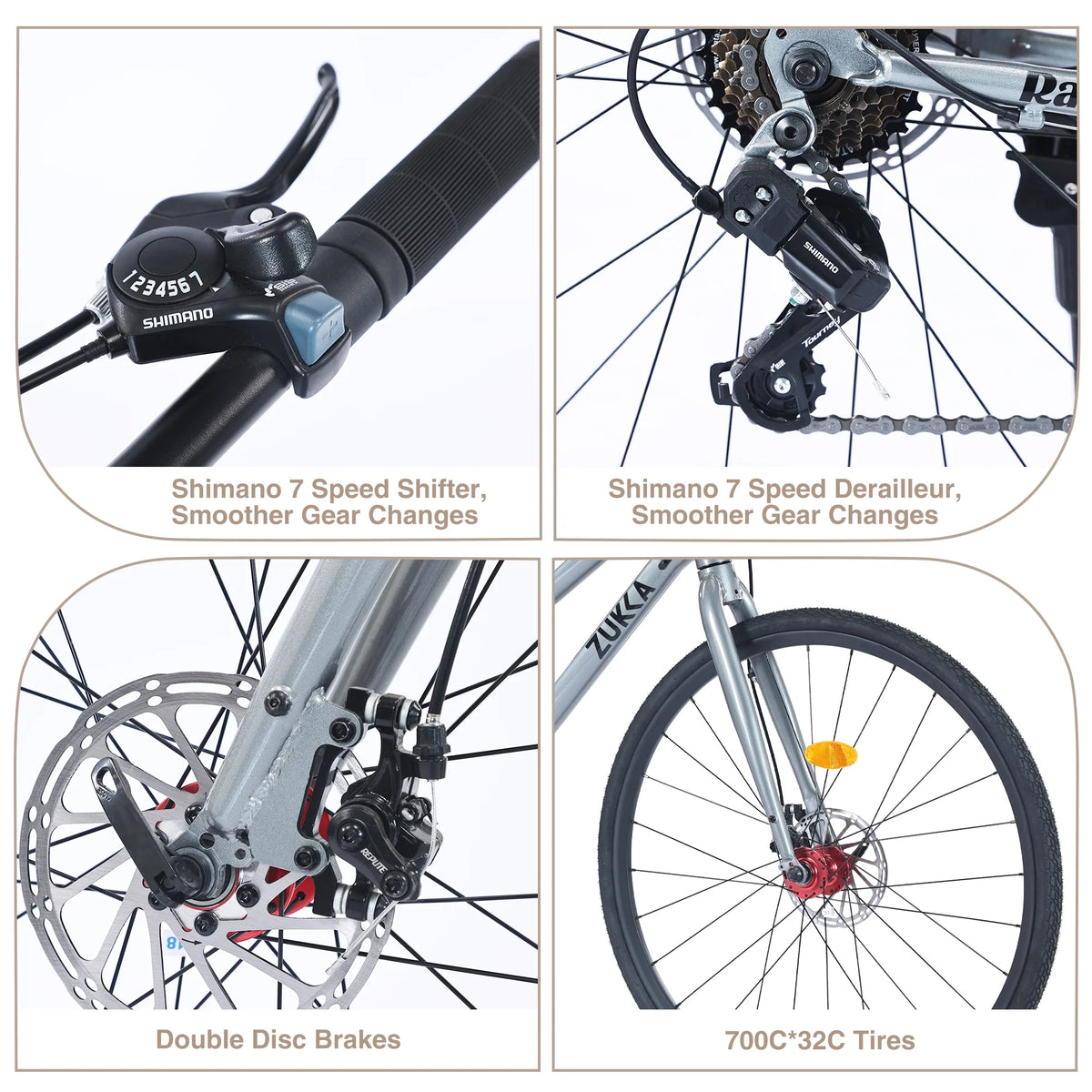 Outdoor Bike 7 Speed Hybrid Bike Disc Brake 700C Road Bike for Men Women'S City Bicycle - Product image 4