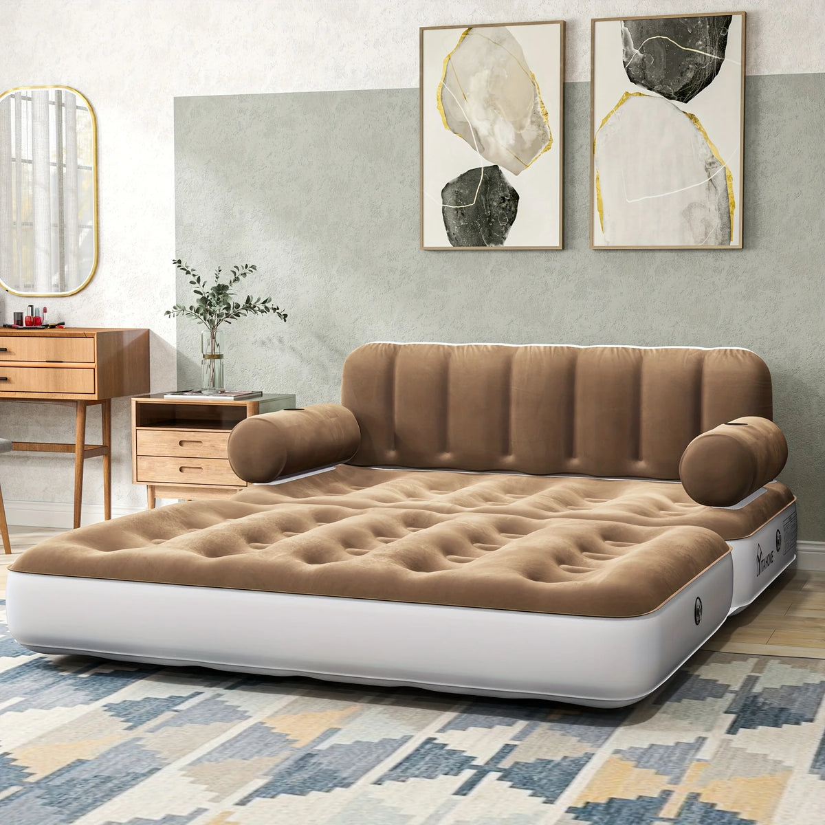 Inflatable Air Sofa Bed 2 - in - 1 Backrest Couch Airbed with Headboard and Pump Convertible Blow up Bed - Product image 5