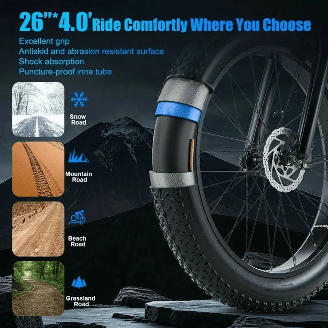 Dual Motors AWD 2000W Electric Bike for Adult 26'' UL2849 48V 30AH E - Product image 11