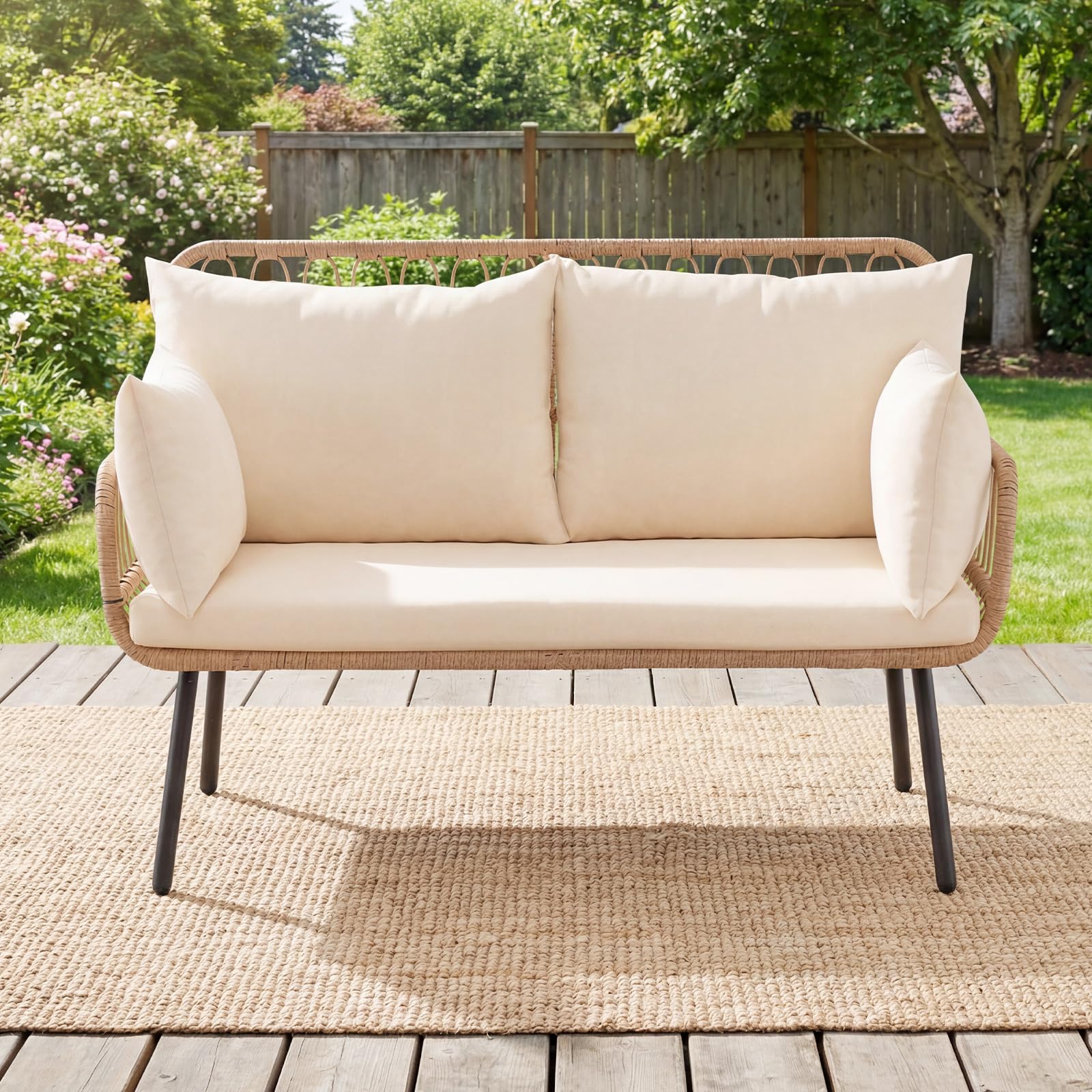 Tangkula PE Rattan Patio Wicker Loveseat - Product image 6