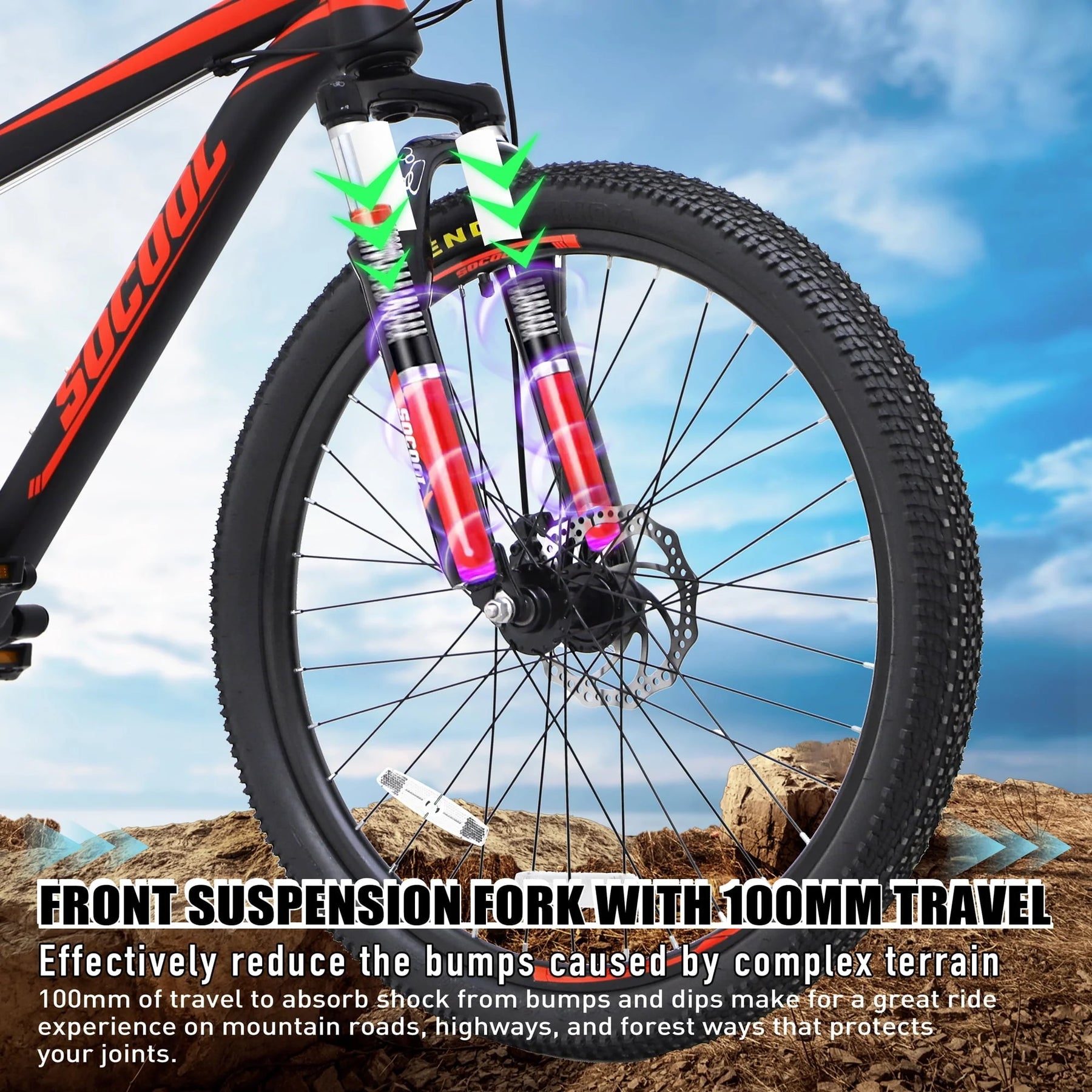 26 in Adult Mountain Bike, 21 Speeds Disc Brakes, 17" Frame and Dual Disc Brake MTB Bicycle for Men Women - Product image 3