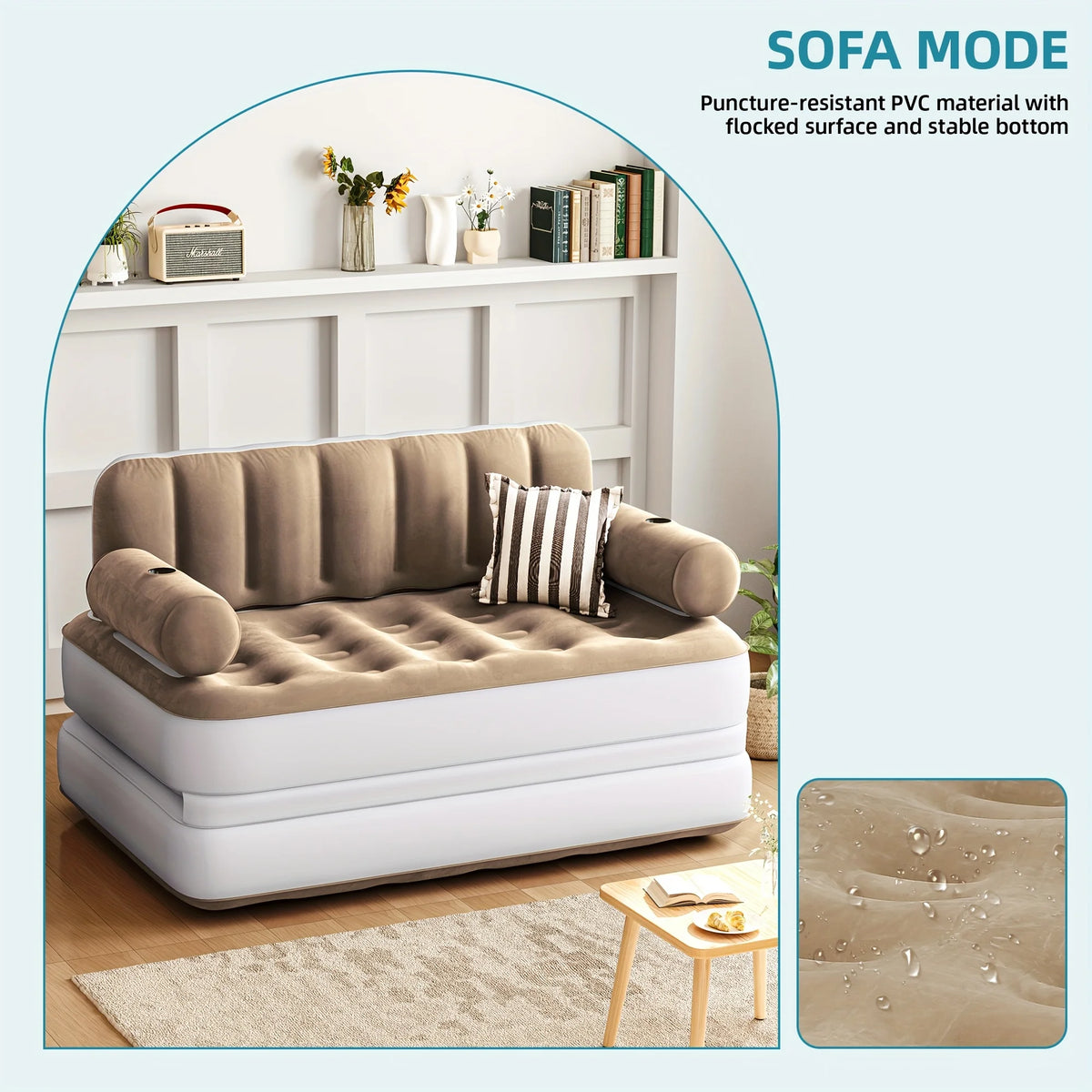 Inflatable Air Sofa Bed 2 - in - 1 Backrest Couch Airbed with Headboard and Pump Convertible Blow up Bed - Product image 7