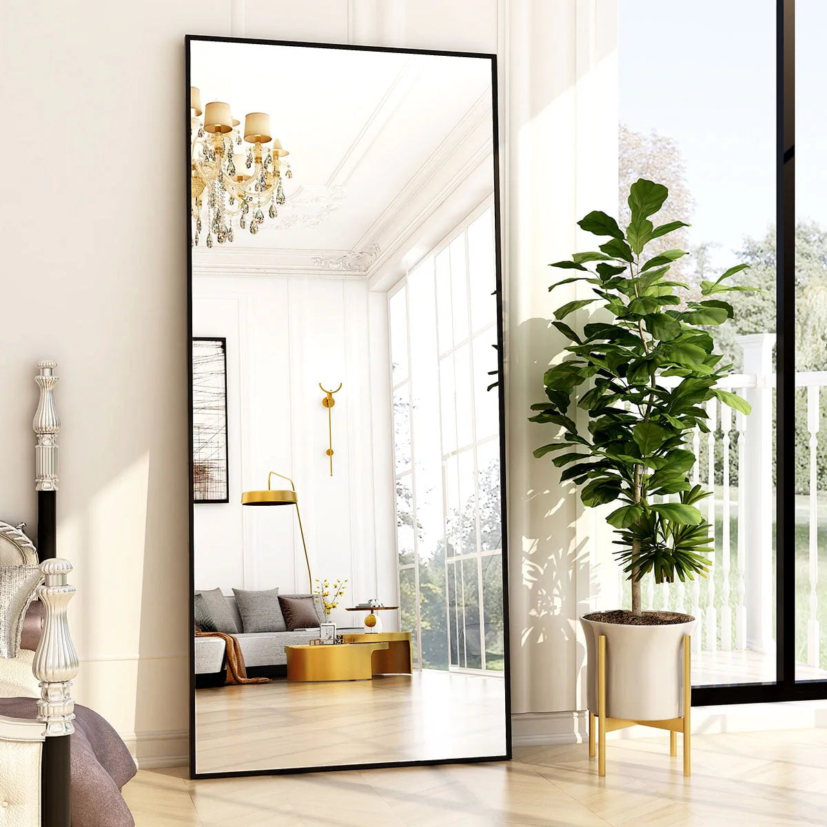 BEAUTYPEAK Full Length Mirror 71"x26" Rectangle Wall Mirror Floor Mirrors for Leaning, Black - Product image 1