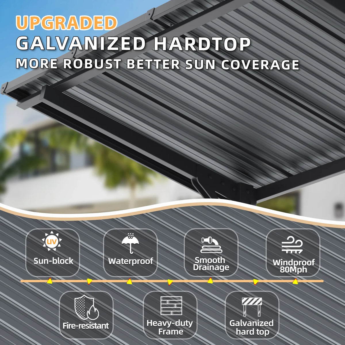 AECOJOY 8' x 5' Lean to Grill Gazebo Hardtop Outdoor Pergola for Patio - Product image 4