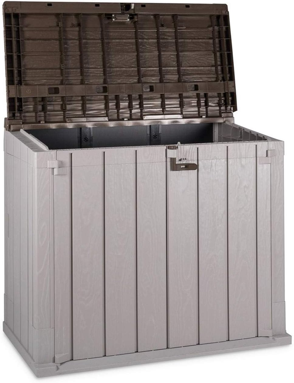 Toomax Stora Way Outdoor Tool Box in Recycled Polypropylene with Wood Effect (842L, Taupe Grey/Brown)