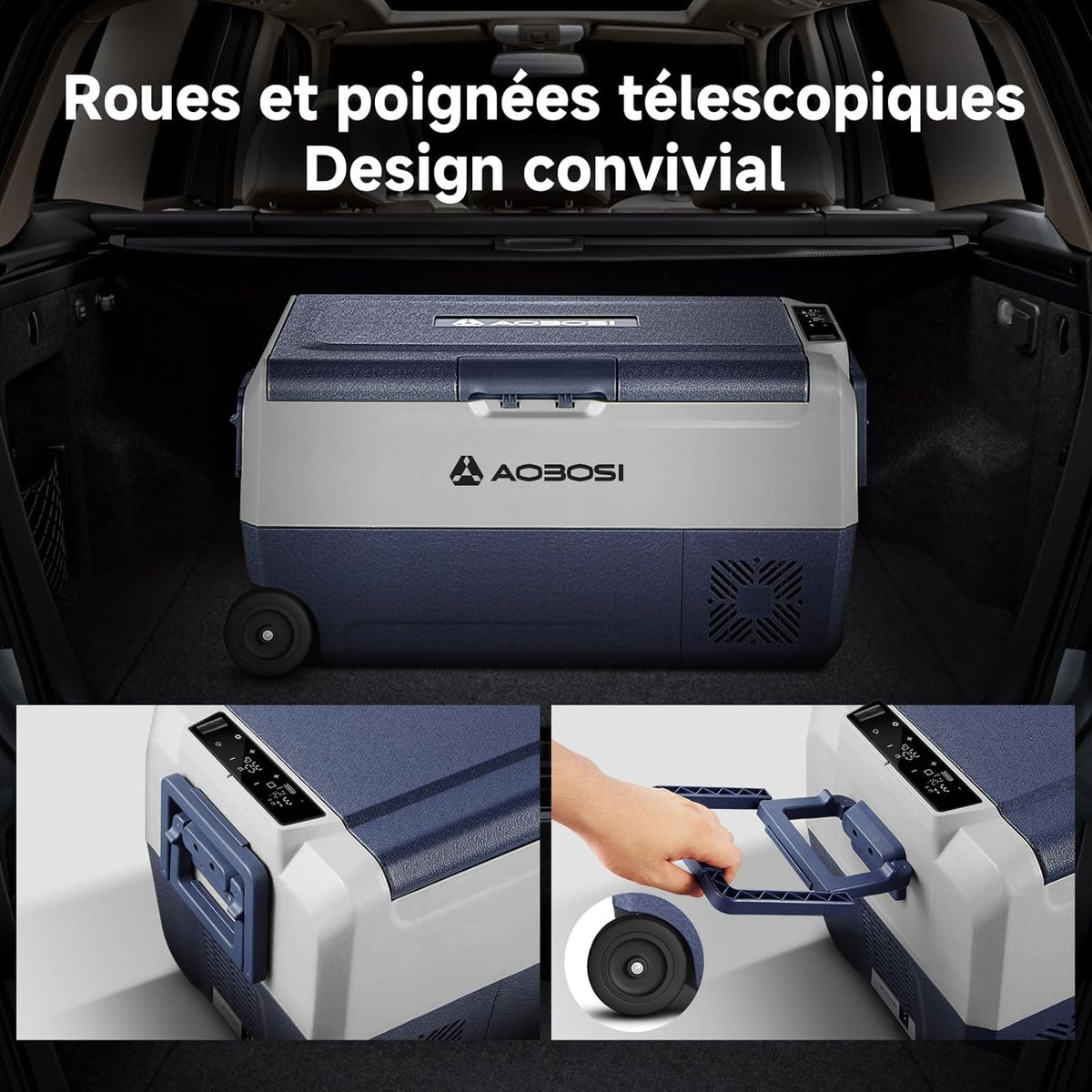 AAOBOSI Compression Cooler 36l, Double Zone Electric Cooler WiFi APP, 12 V/24 V and 100-240 V Camping Fridge, -20 ℃ to 20 ℃, for Car, Truck, Boat, Camping, Car, Caravans, Traveling, Home