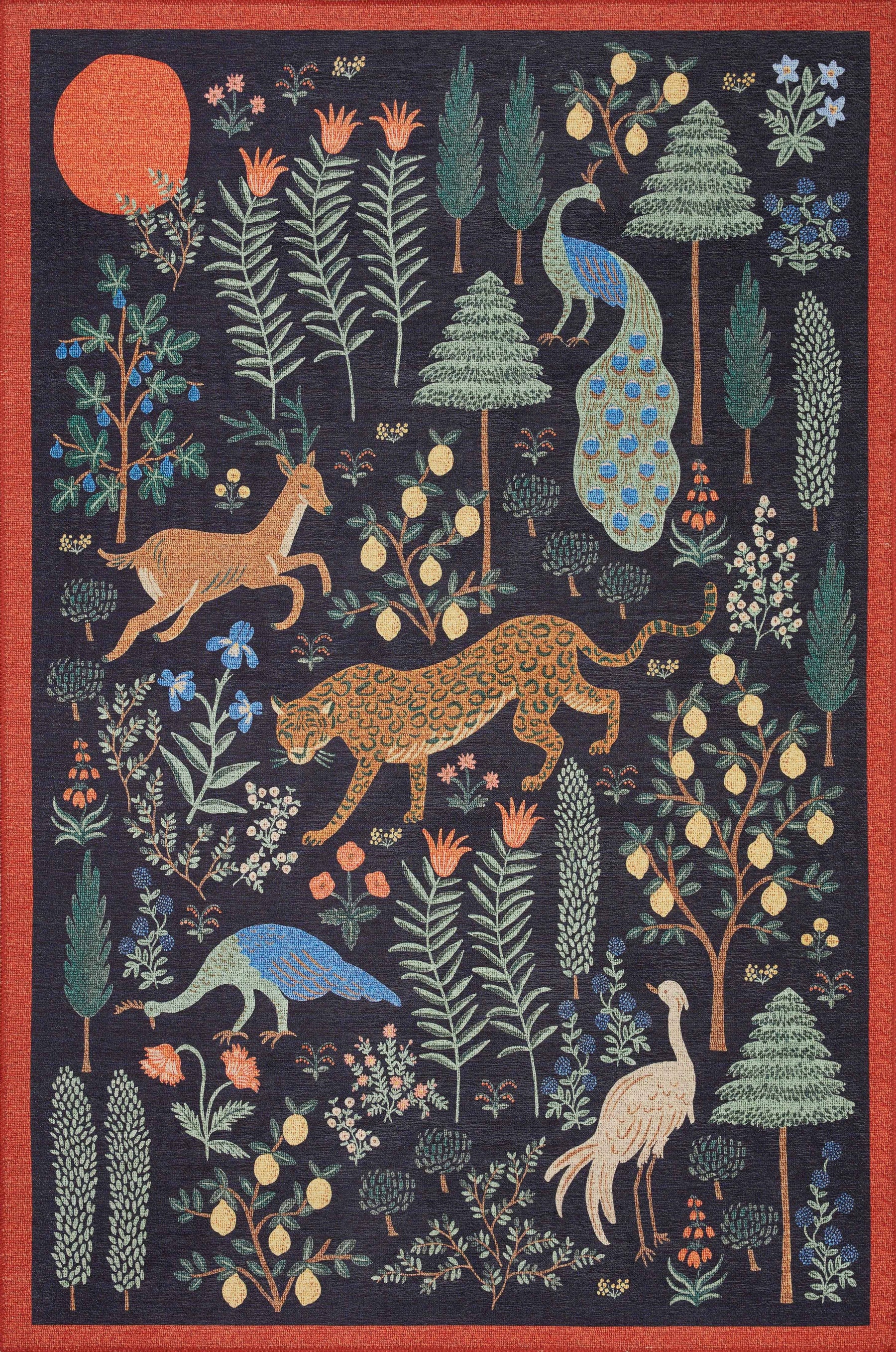 Rifle Paper Co. x Loloi 2'3" x 5'0" Black Menagerie Les Fauves (MEN-01) Runner Area Rug - Product image 1