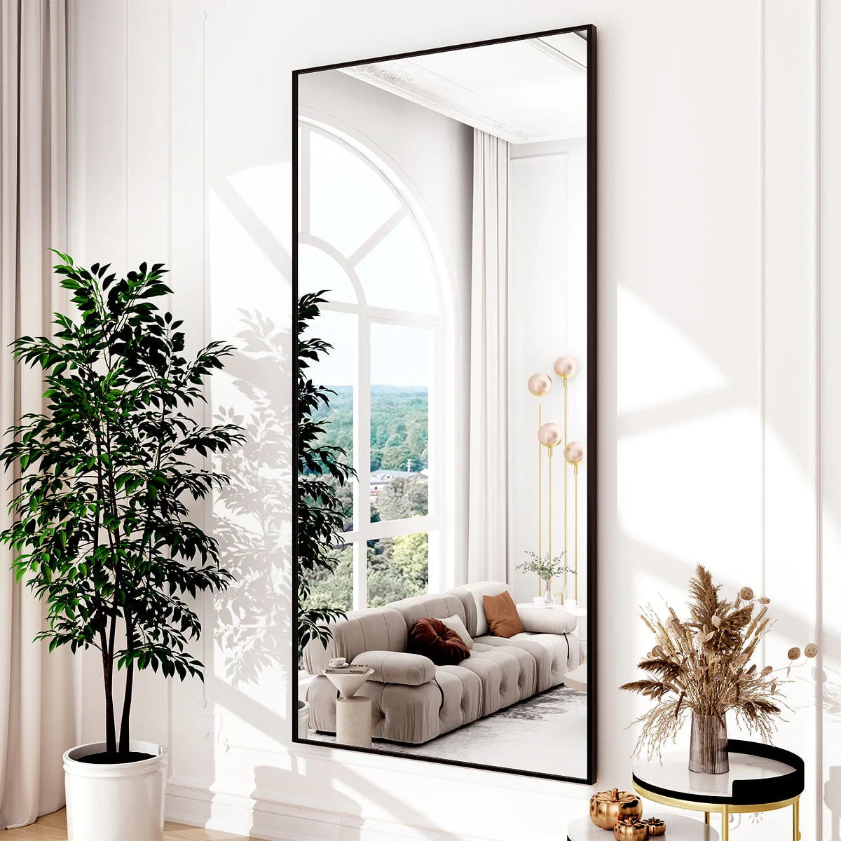 BEAUTYPEAK Full Length Mirror 71"x26" Rectangle Wall Mirror Floor Mirrors for Leaning, Black - Product image 3