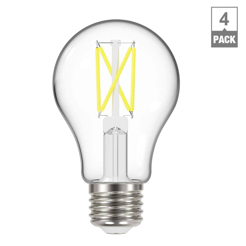 Ecosmart 40-Watt Equivalent A19 Dimmable Clear Glass Filament LED Light Bulb Bright White (4-Pack) - Product image 1