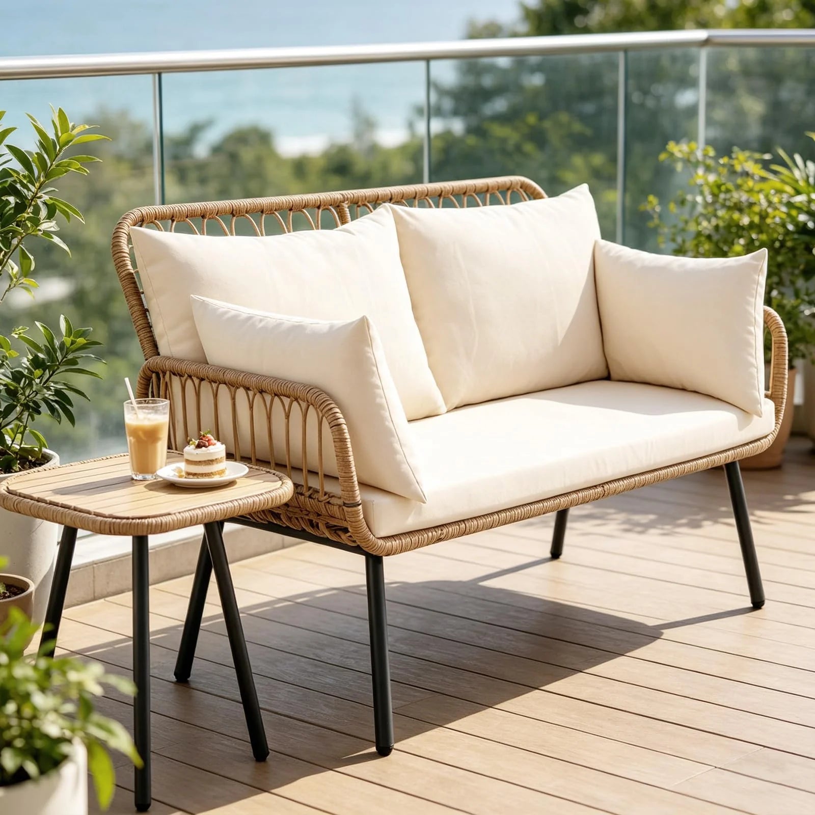 Tangkula PE Rattan Patio Wicker Loveseat - Product image 3