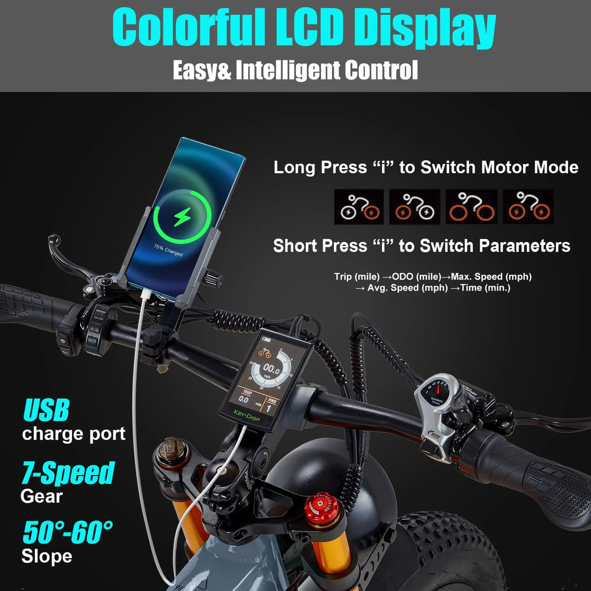 Dual Motors AWD 2000W Electric Bike for Adult 26'' UL2849 48V 30AH E - Product image 13