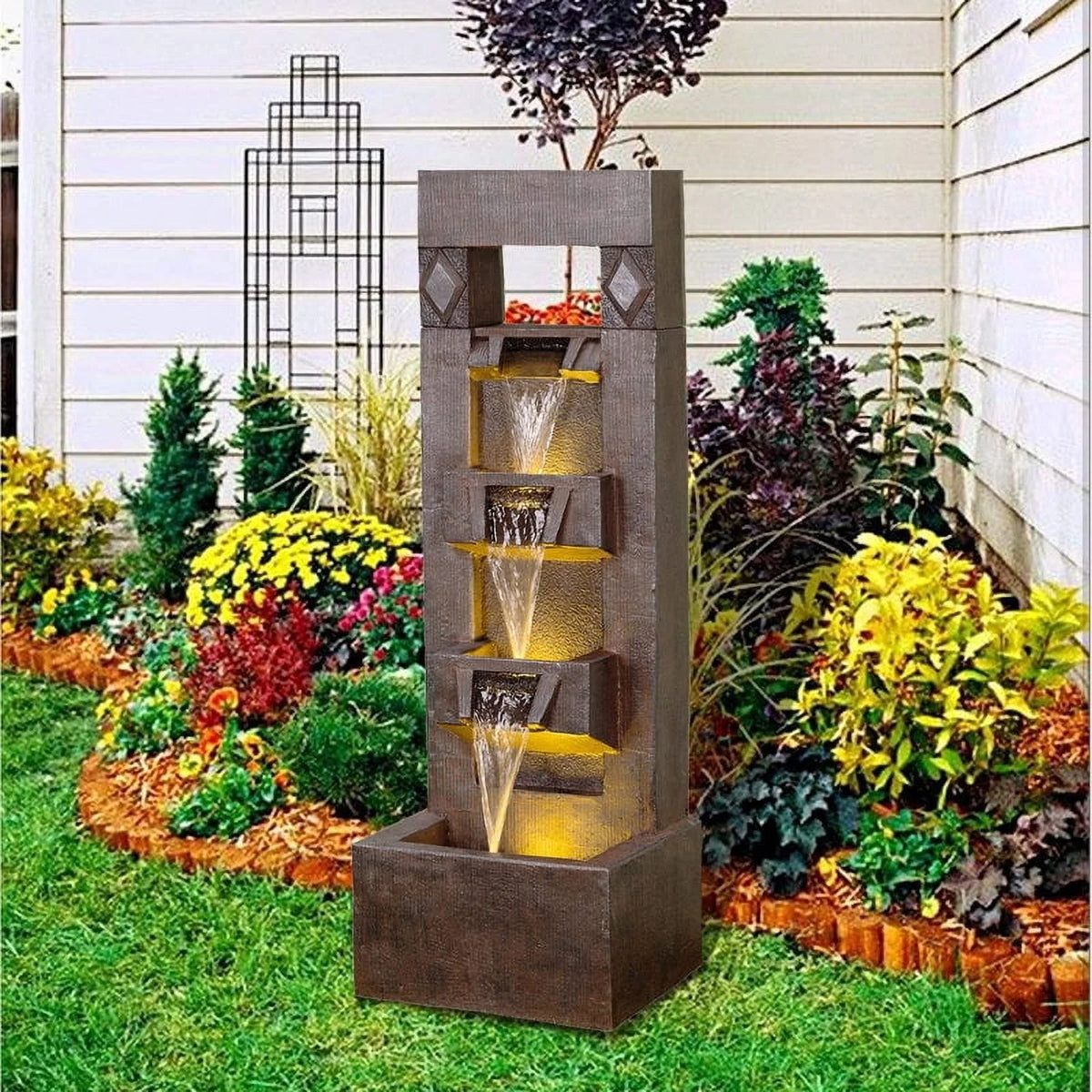Outdoor Fountains and Indoor Waterfalls 4 Floor - Standing Water Fountain Outdoor with LED Lights for - Product image 2