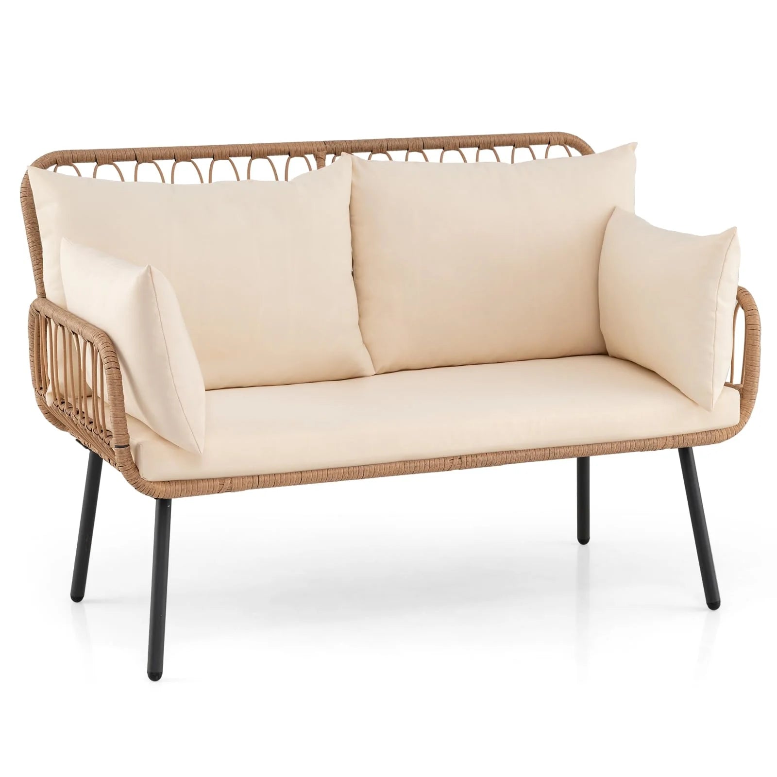 Tangkula PE Rattan Patio Wicker Loveseat - Product image 1