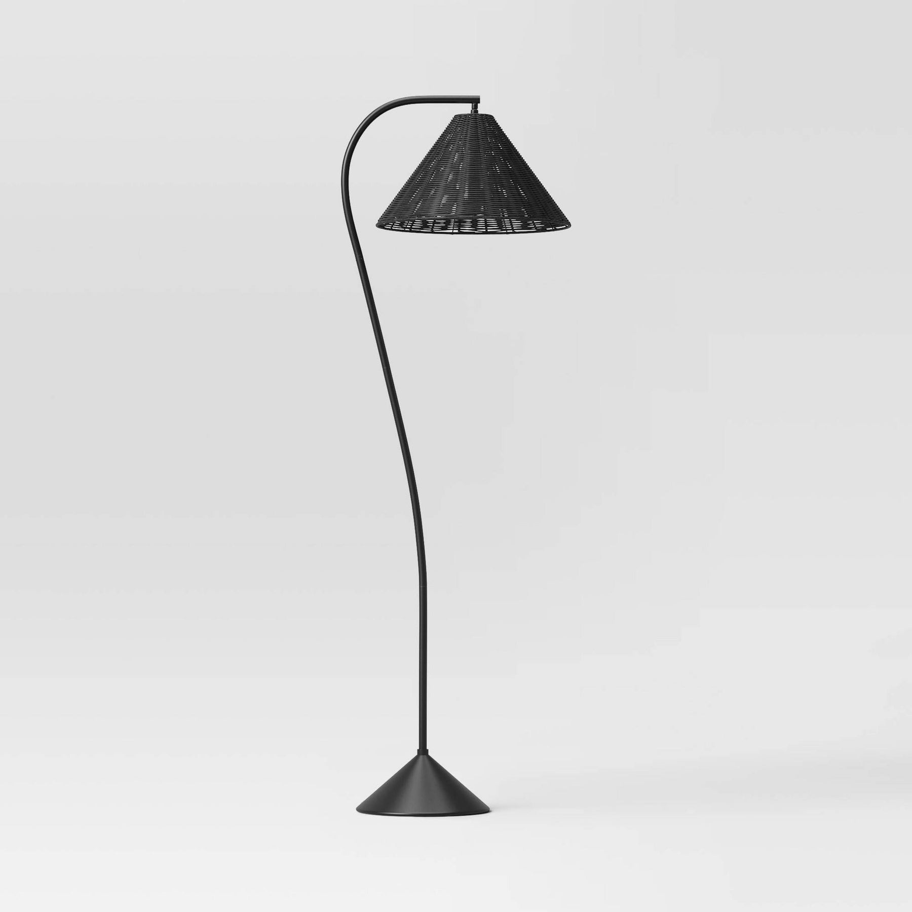 Gooseneck Floor Lamp with Natural Shade Black (Includes LED Light Bulb) - Threshold - Product image 1
