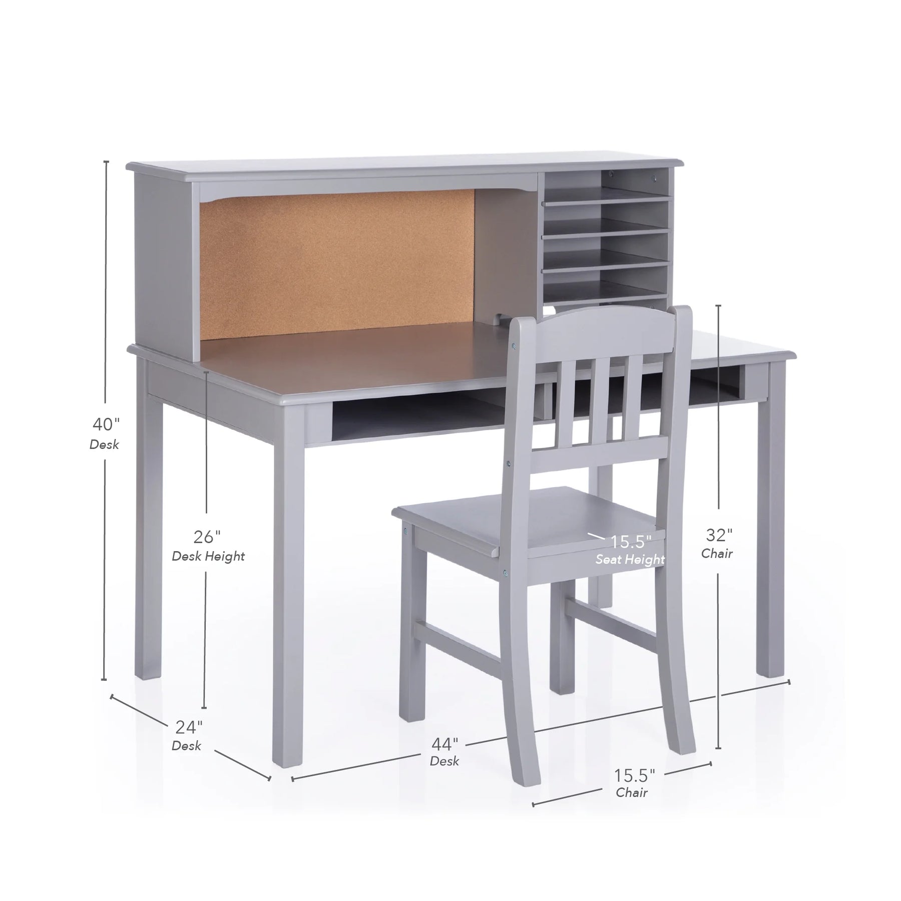 Guidecraft Kids Media Desk and Chair Set - Gray: Kids Desk and Chair Set - Product image 8