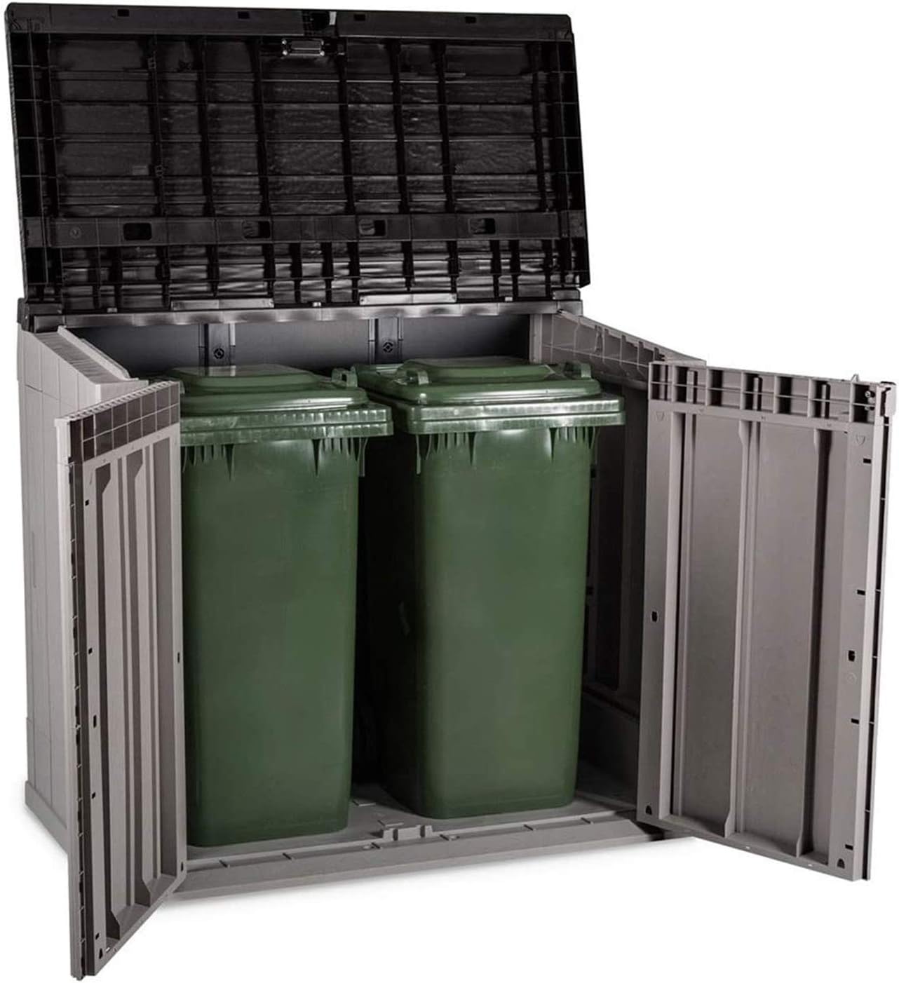 Toomax Stora Way Outdoor Tool Box in Recycled Polypropylene with Wood Effect (842L, Taupe Grey/Brown)