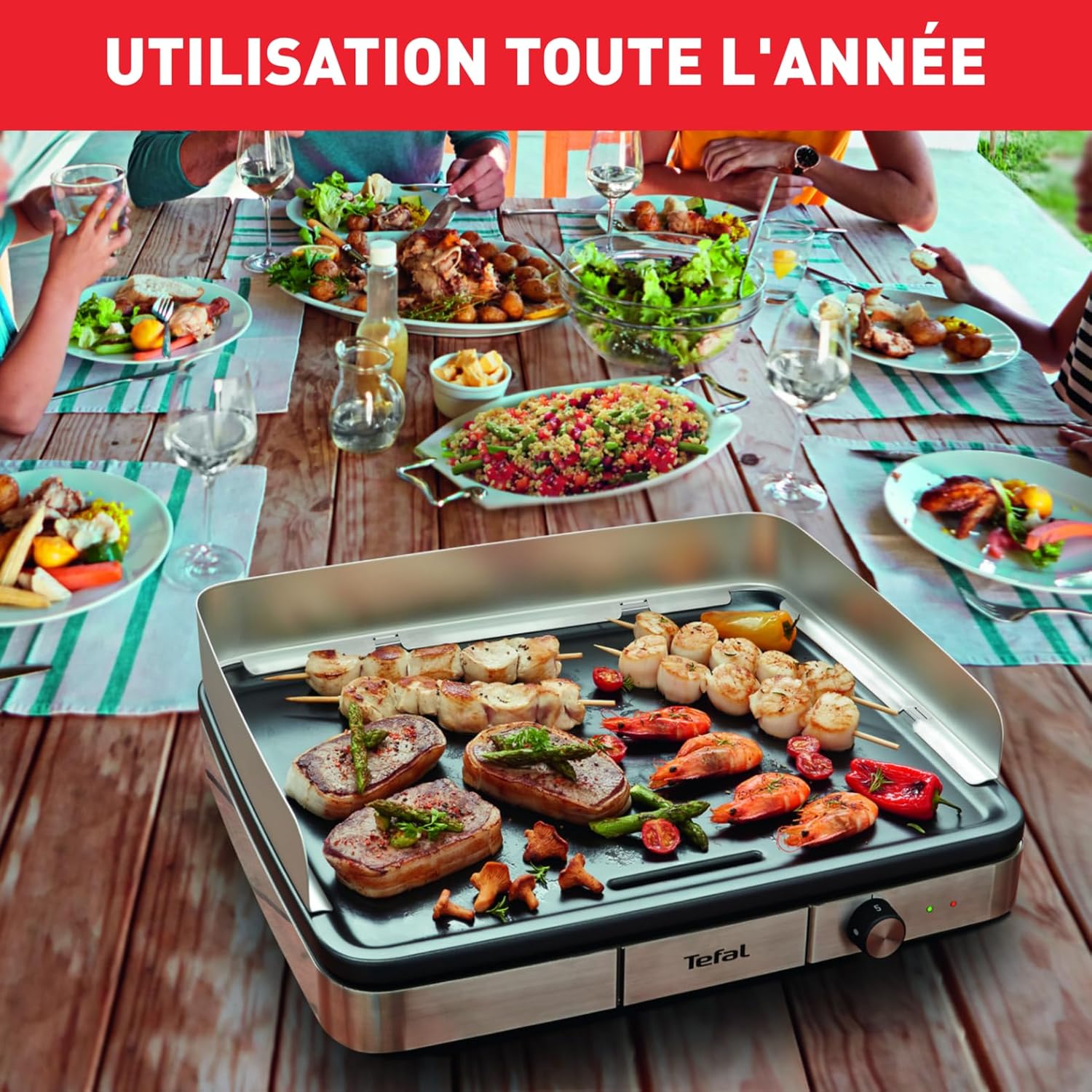 Tefal Electric Plancha Maxi Plancha XXL 10/12 People Indoor and Outdoor Stainless Steel Plancha CB690D12