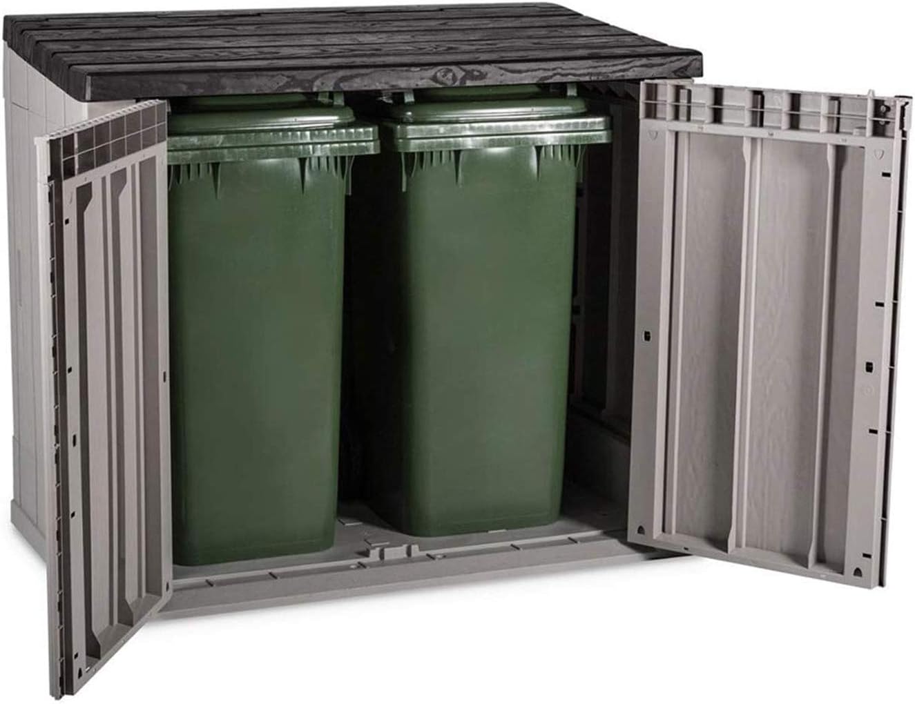 Toomax Stora Way Outdoor Tool Box in Recycled Polypropylene with Wood Effect (842L, Taupe Grey/Brown)