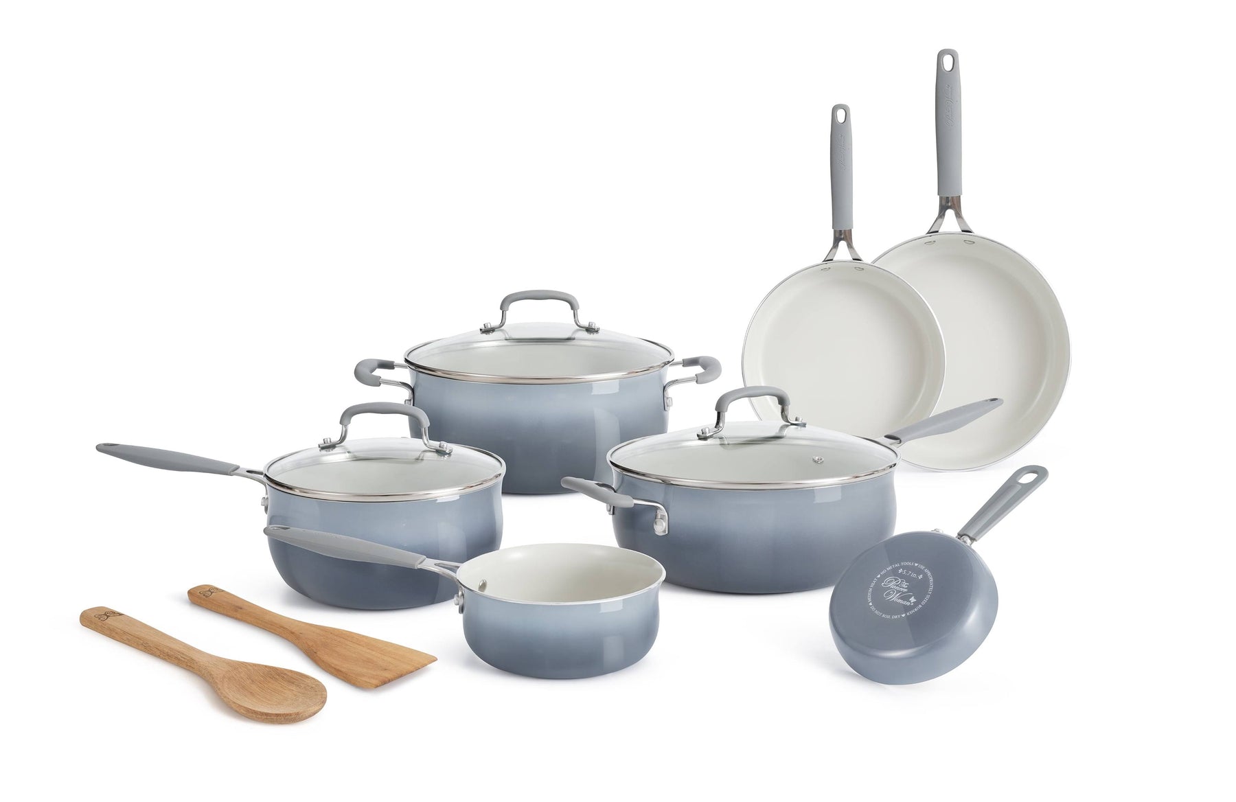 The Pioneer Woman 12-Pieces Porcelain Enamel Classic Ceramic Cookware Set, Gray, Size: 12pc - Product image 1