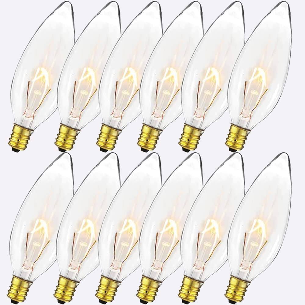 Seigun 40 Watt Clear Candelabra Base (E12) 110V_120V, Flame Shaped Incandescent Chandelier Light Bulbs - Product image 1