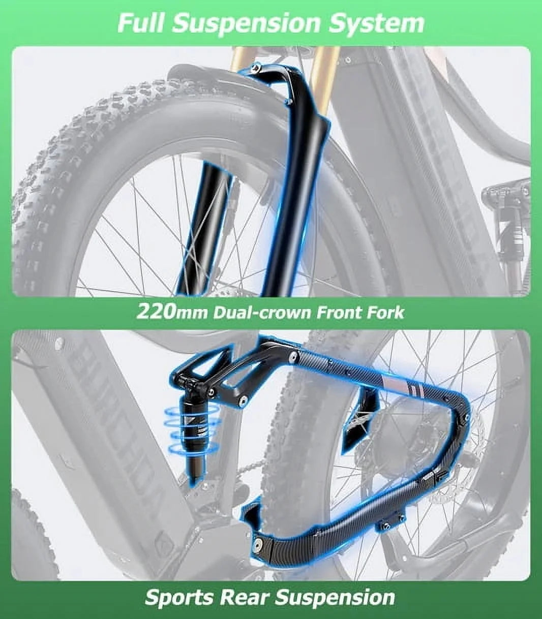Dual Motors AWD 2000W Electric Bike for Adult 26'' UL2849 48V 30AH E - Product image 29