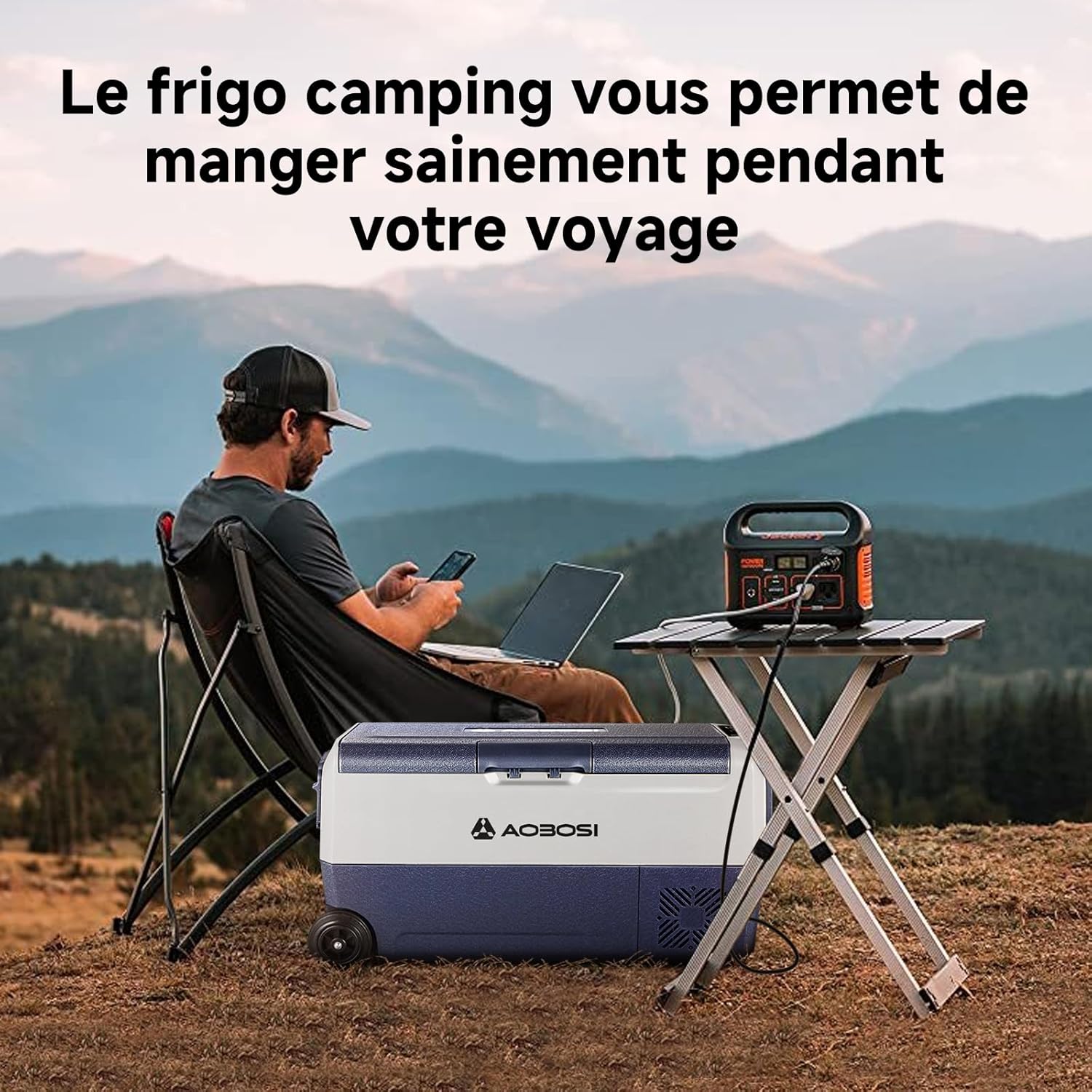 AAOBOSI Compression Cooler 36l, Double Zone Electric Cooler WiFi APP, 12 V/24 V and 100-240 V Camping Fridge, -20 ℃ to 20 ℃, for Car, Truck, Boat, Camping, Car, Caravans, Traveling, Home