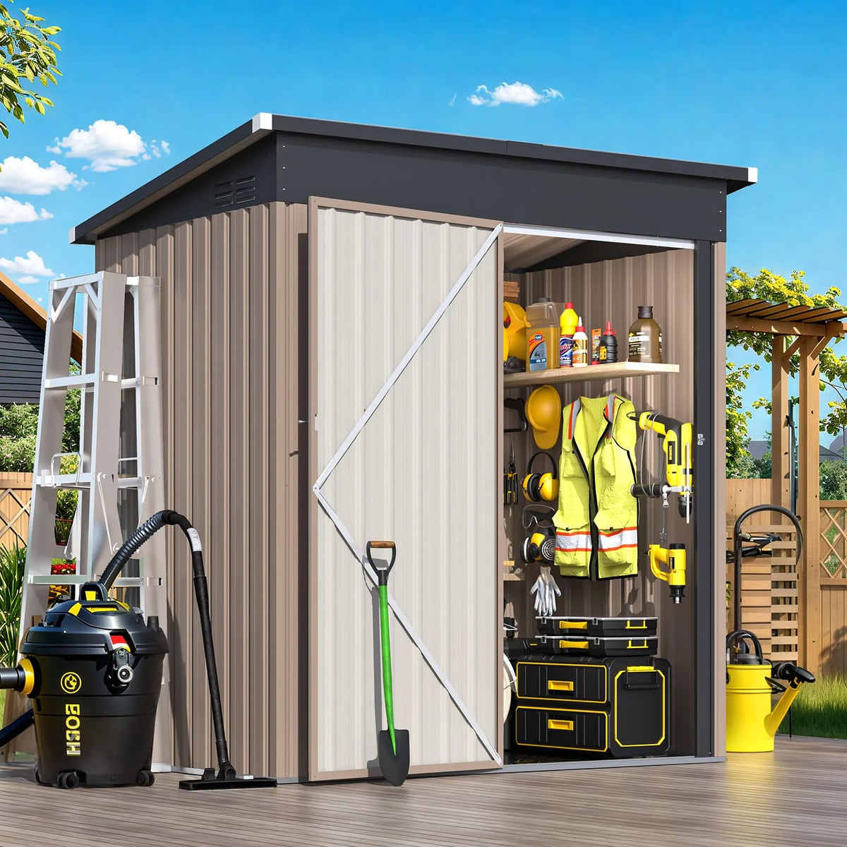 AECOJOY 5'x3' Outdoor Storage Shed with Floor Base, Tiny Utility and Tool Sheds - Product image 2