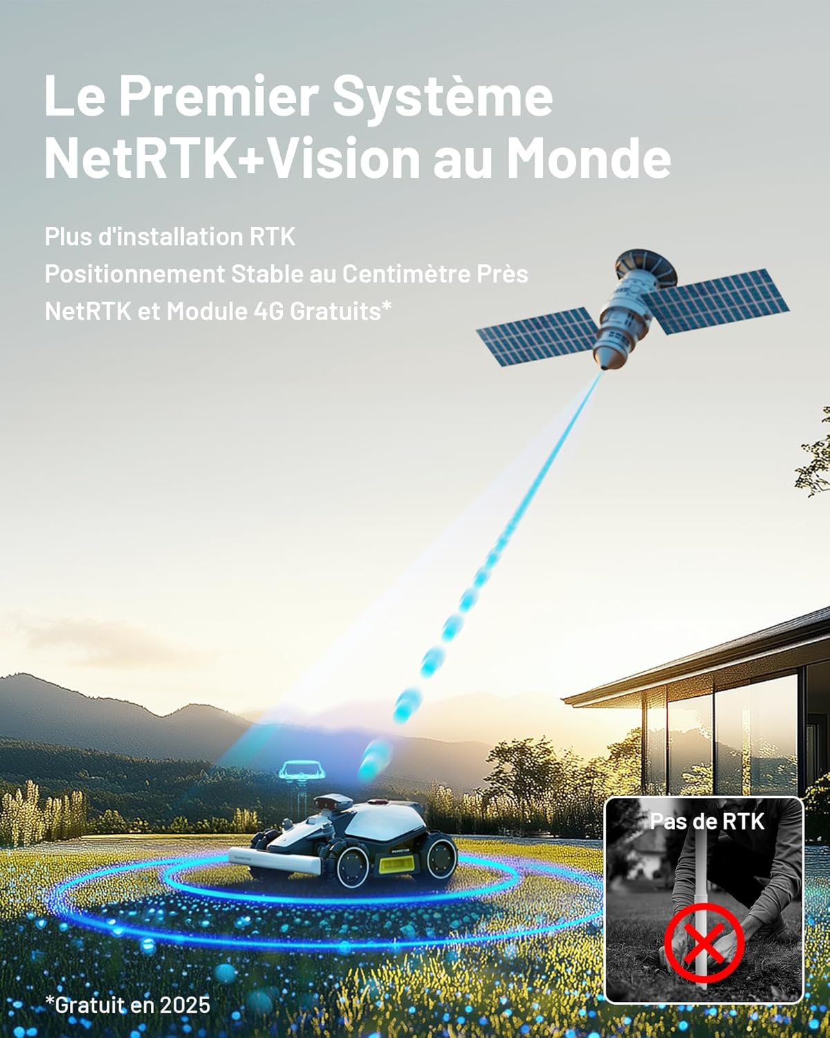 MAMMOTION LUBA Mini AWD 800 Wireless Robot Lawn Mower Peripheral, NetRTK+Vision, No RTK Antenna Required, Recommended 800m², Max. 1000m², Slopes at 80%, with 4G Module