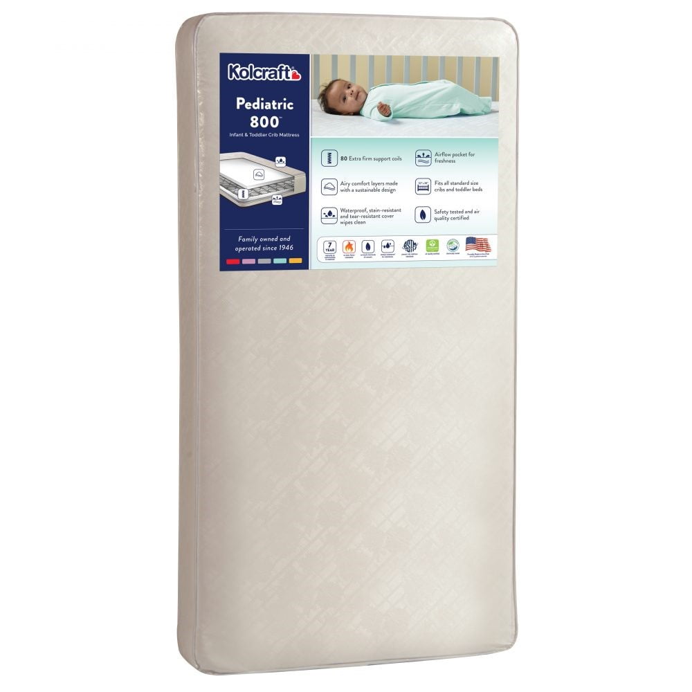 Pediatric 800 Extra Firm Ultra Deluxe. 80 Coil Crib and Toddler Mattress. White - Product image 1