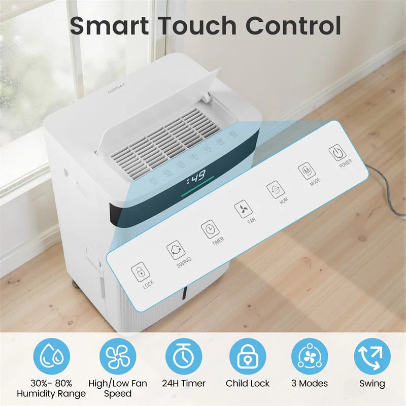 74 Pints Dehumidifier for Home & Basement, 4500 Sq.Ft Portable Dehumidifier with Drain Hose, 24H Timer - Product image 8