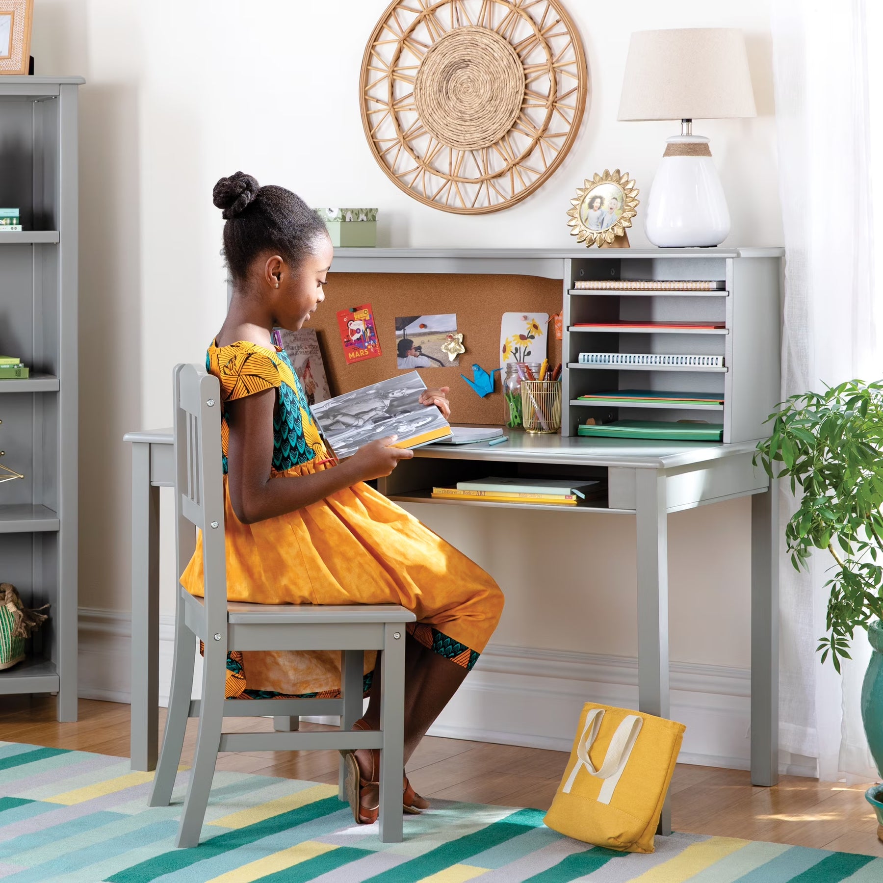 Guidecraft Kids Media Desk and Chair Set - Gray: Kids Desk and Chair Set - Product image 1