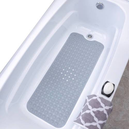 SlipX Solutions Extra-Long Vinyl Bath Mat, Gray - Product image 1
