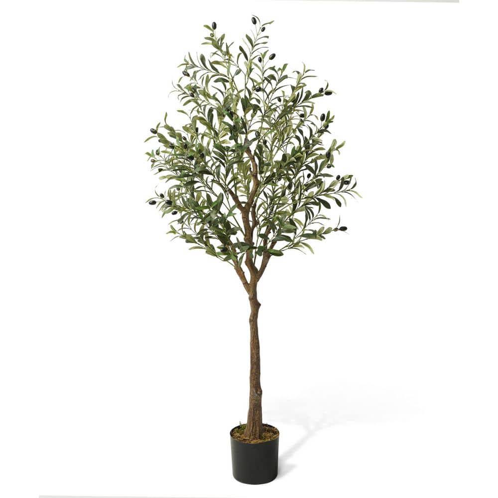 Fencer Wire 5 ft. Green Artificial Olive Tree, Faux Plant in Pot for Indoor Home Office Modern Decoration - Product image 1