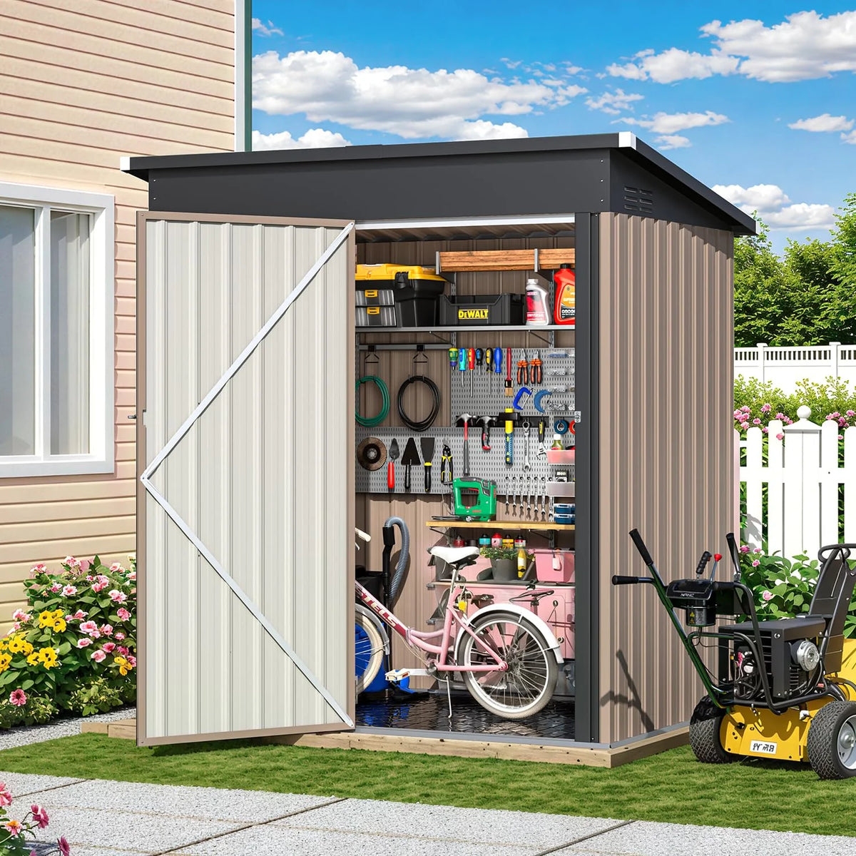 AECOJOY 5'x3' Outdoor Storage Shed with Floor Base, Tiny Utility and Tool Sheds - Product image 5