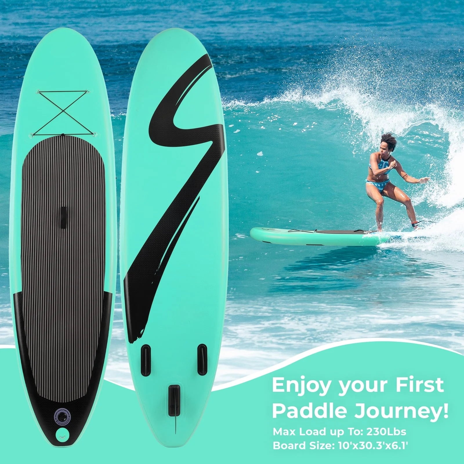Arlopu Portable 10' Inflatable Stand up Paddle Board with Aluminum Paddle, Leash - Product image 10