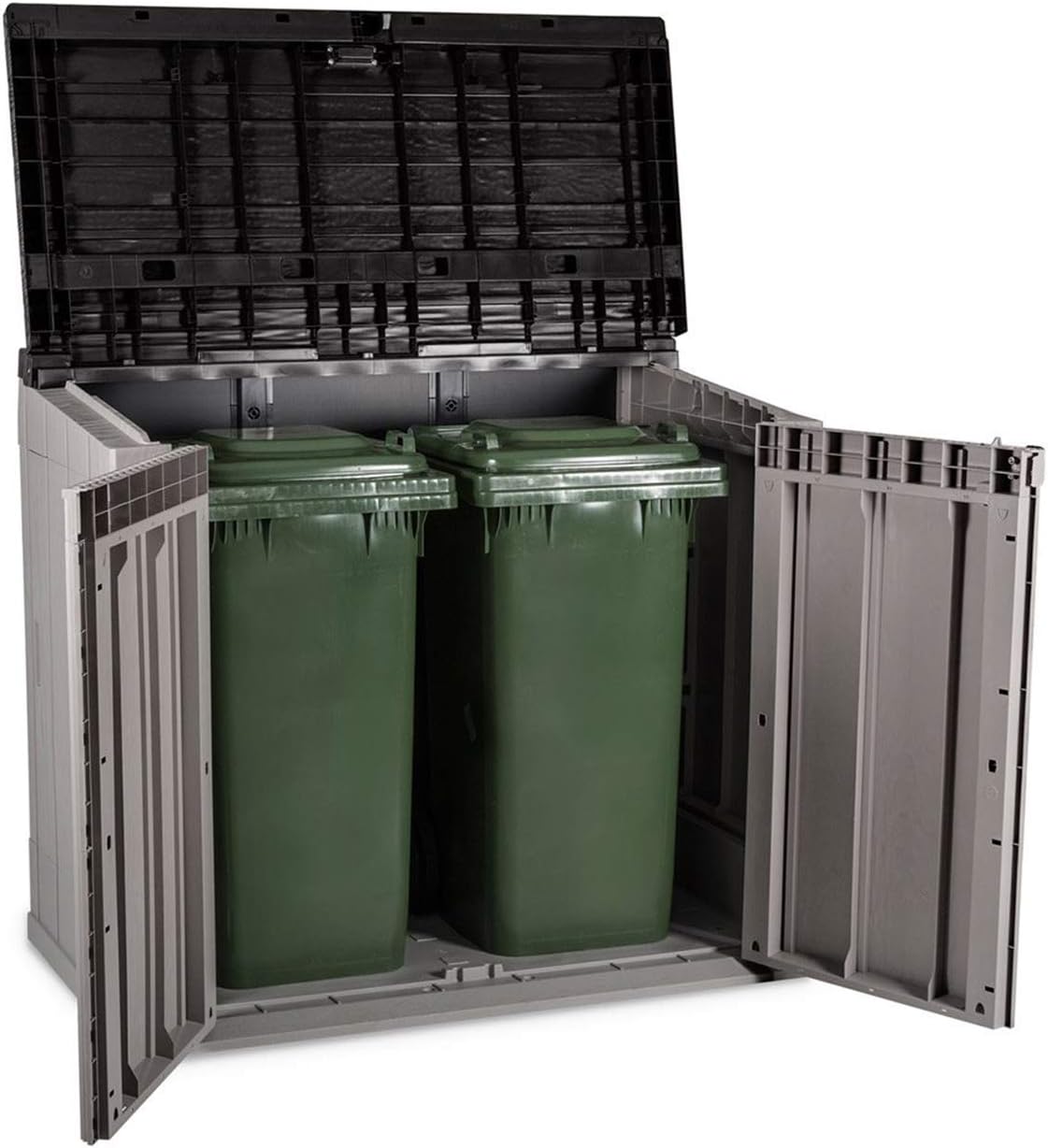 Toomax Stora Way Outdoor Tool Box in Recycled Polypropylene with Wood Effect (842L, Taupe Grey/Brown)