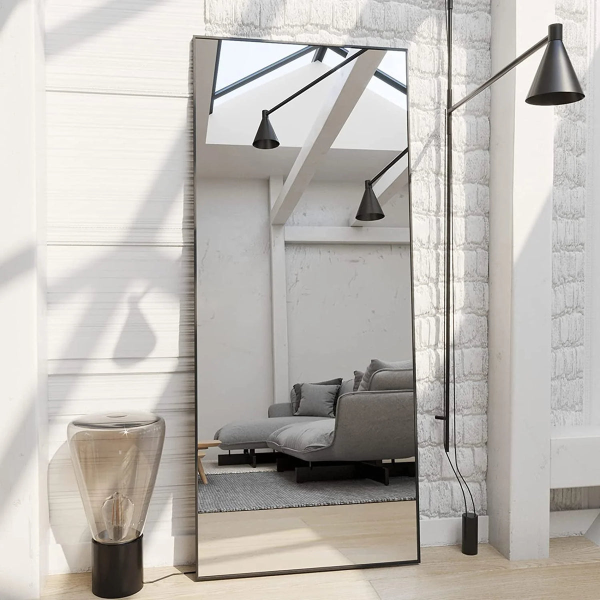 BEAUTYPEAK Full Length Mirror 71"x26" Rectangle Wall Mirror Floor Mirrors for Leaning, Black - Product image 5